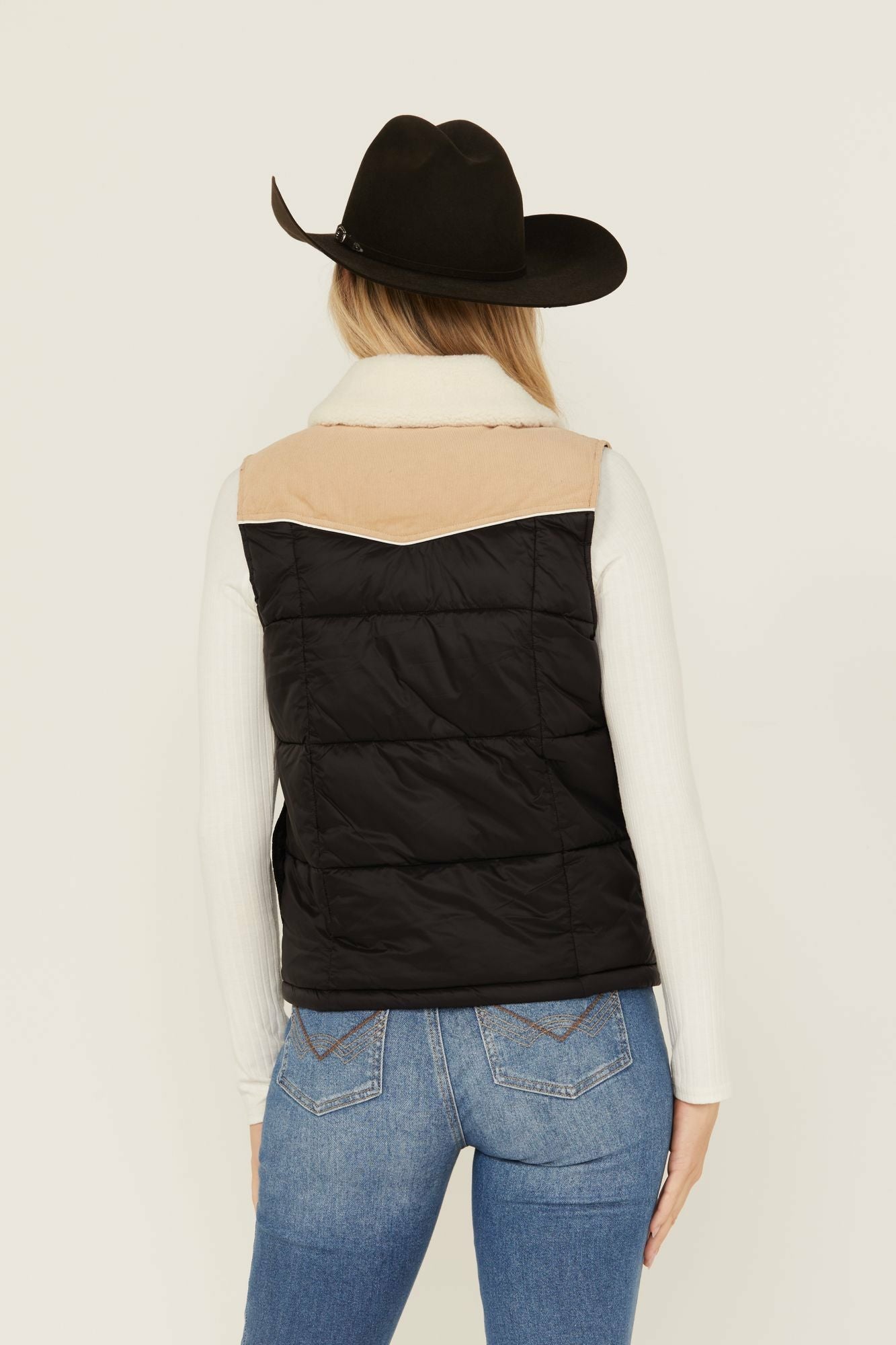 Idyllwind Color Block Puffer Vest Black