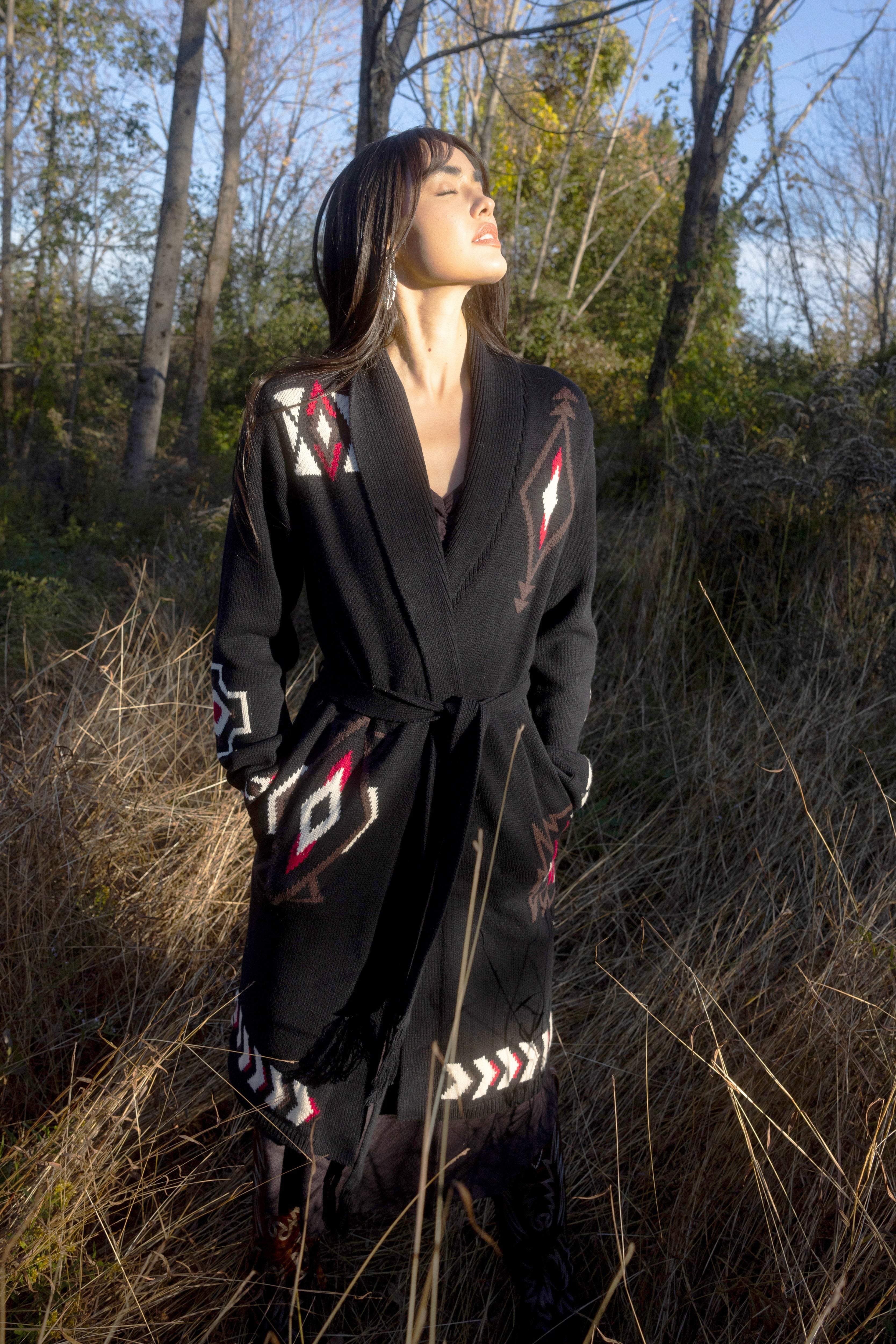 Idyllwind Leopole Long Cardigan Black