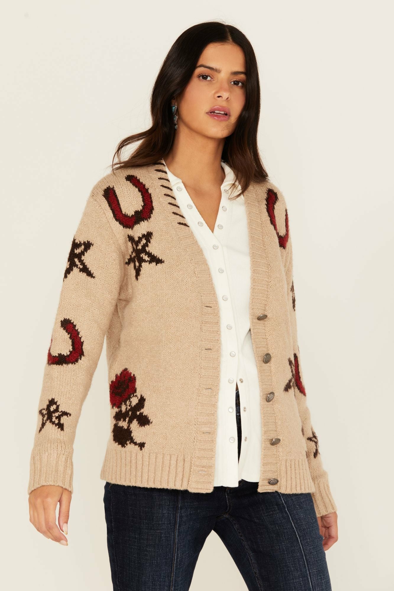 Idyllwind Malta Western Button-Down Cardigan Sand