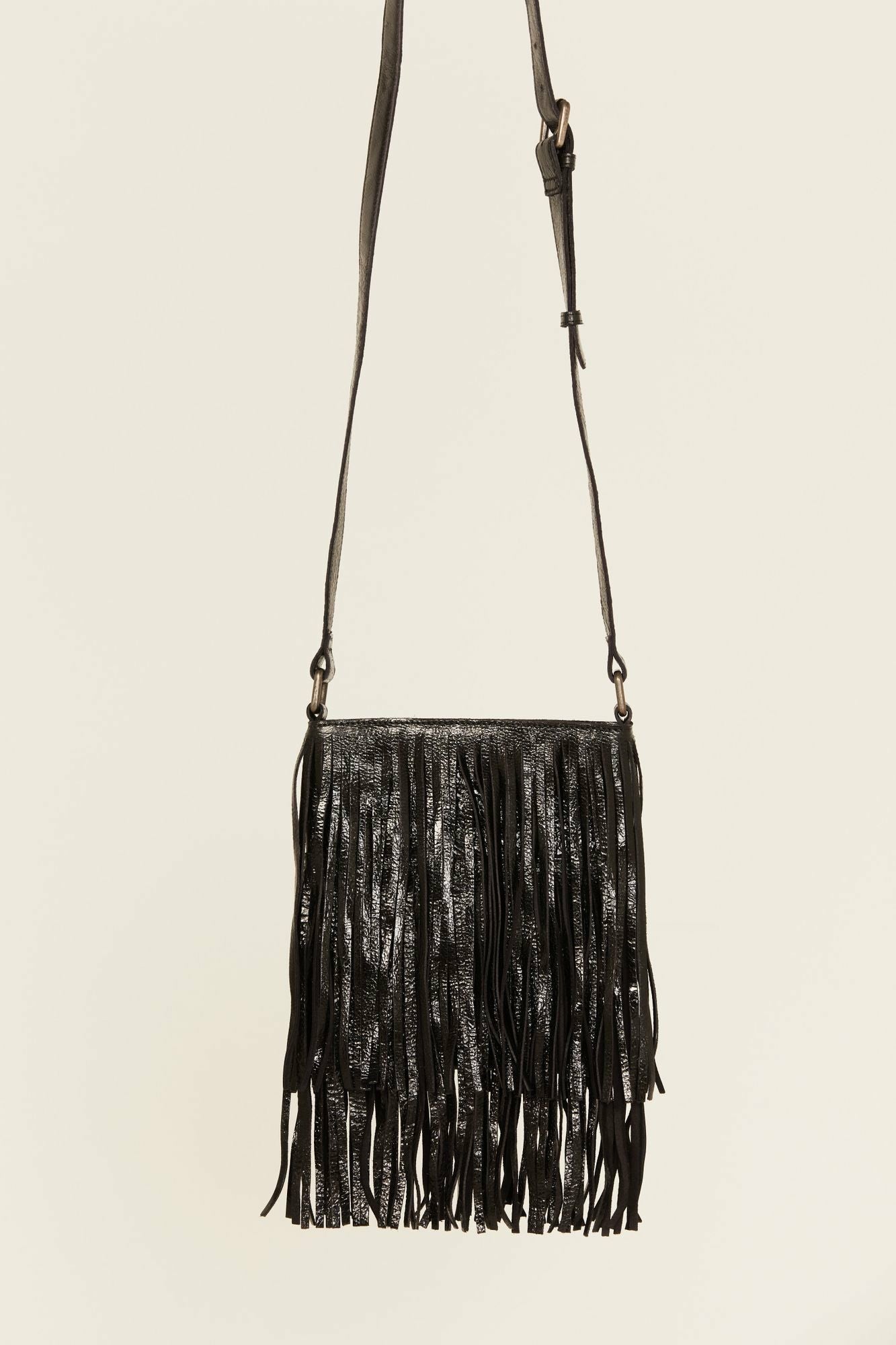 Idyllwind Camarillo Metallic Fringe Suede Crossbody Bag Black