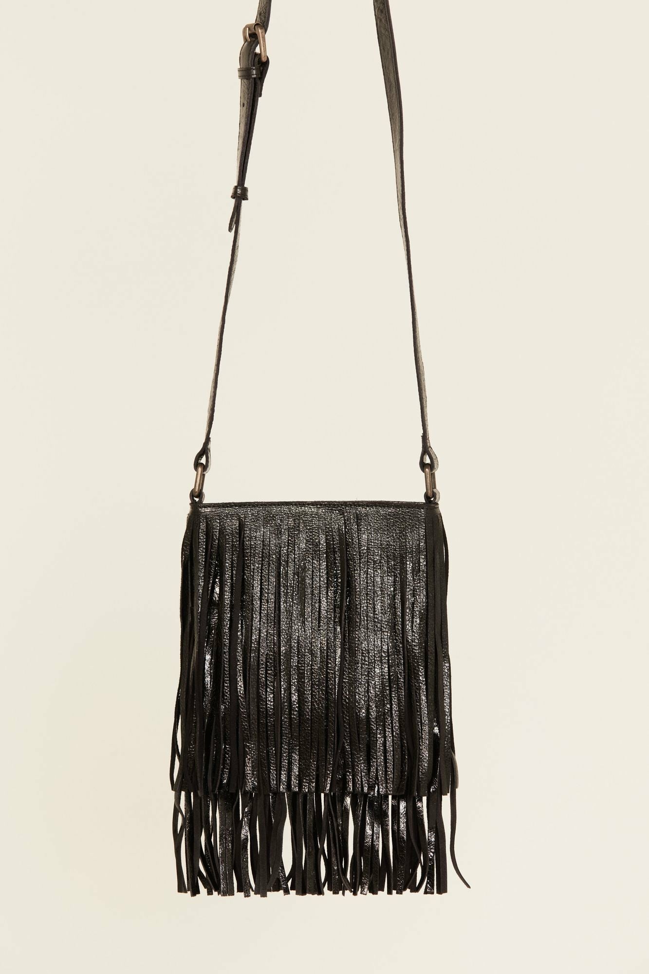 Idyllwind Camarillo Metallic Fringe Suede Crossbody Bag Black