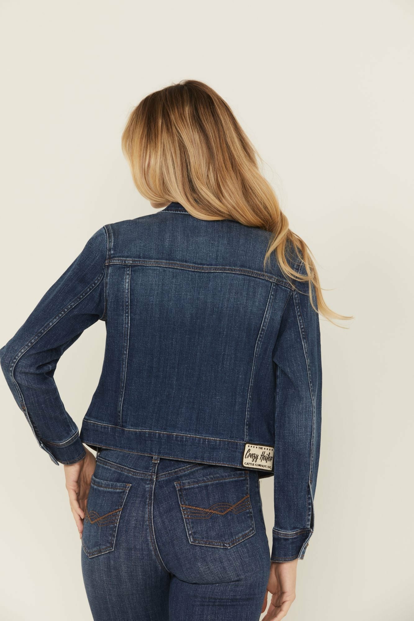 Idyllwind Ellwood Patch Denim Trucker Jacket Dark Wash