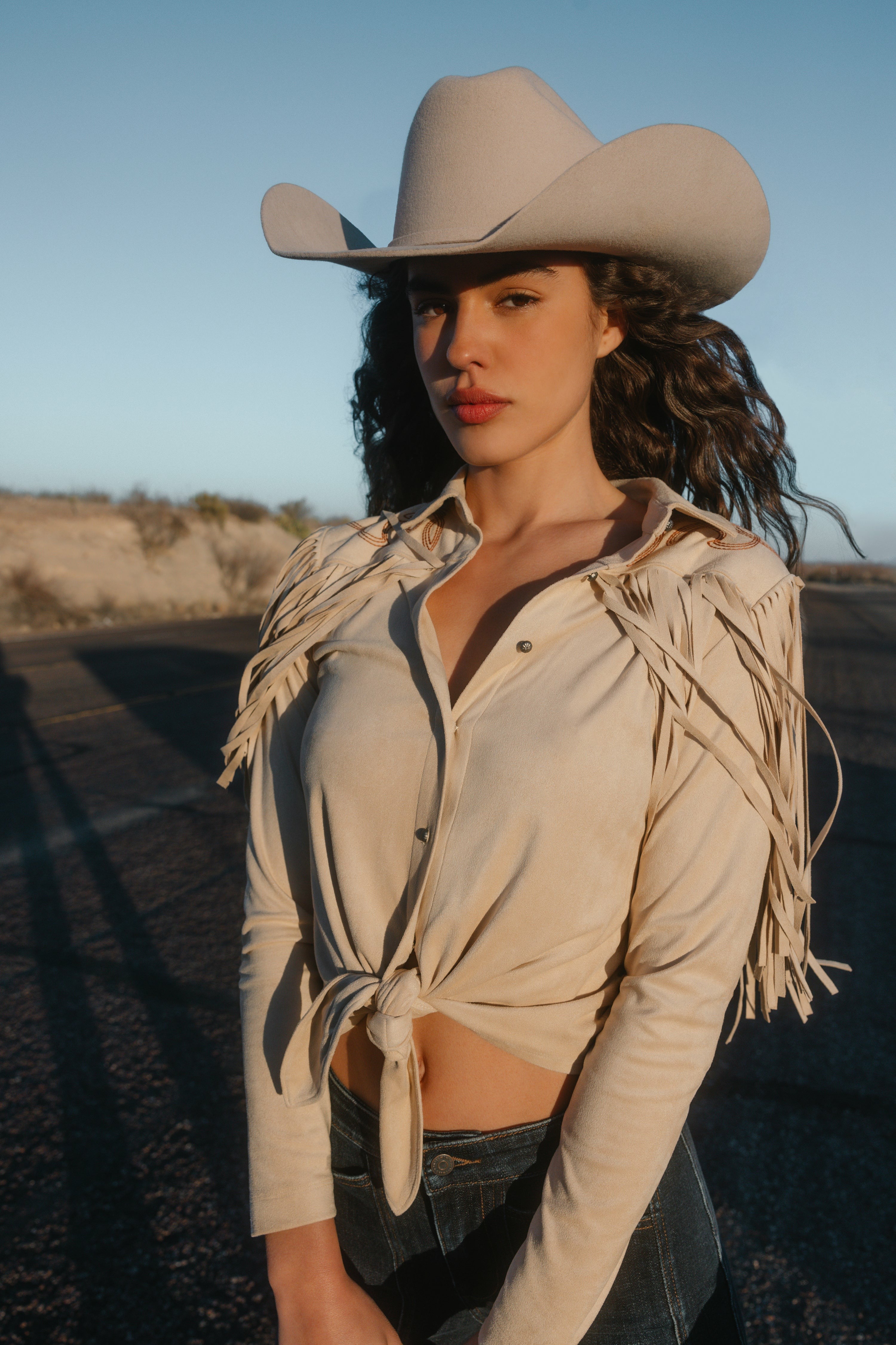 Idyllwind Fringe Embroidered Long Sleeve Button-Down Western Shirt Stone