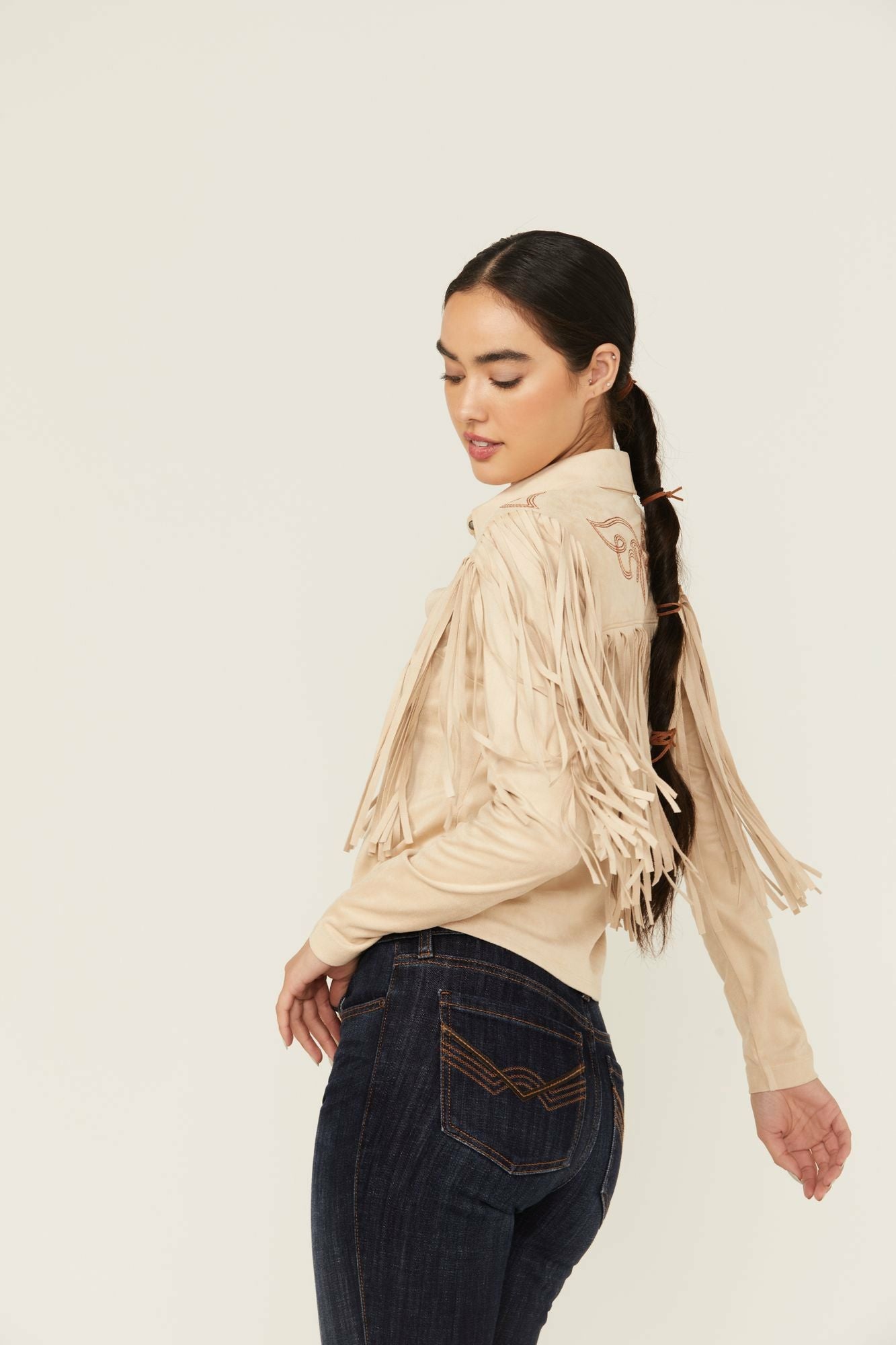 Idyllwind Fringe Embroidered Long Sleeve Button-Down Western Shirt Stone