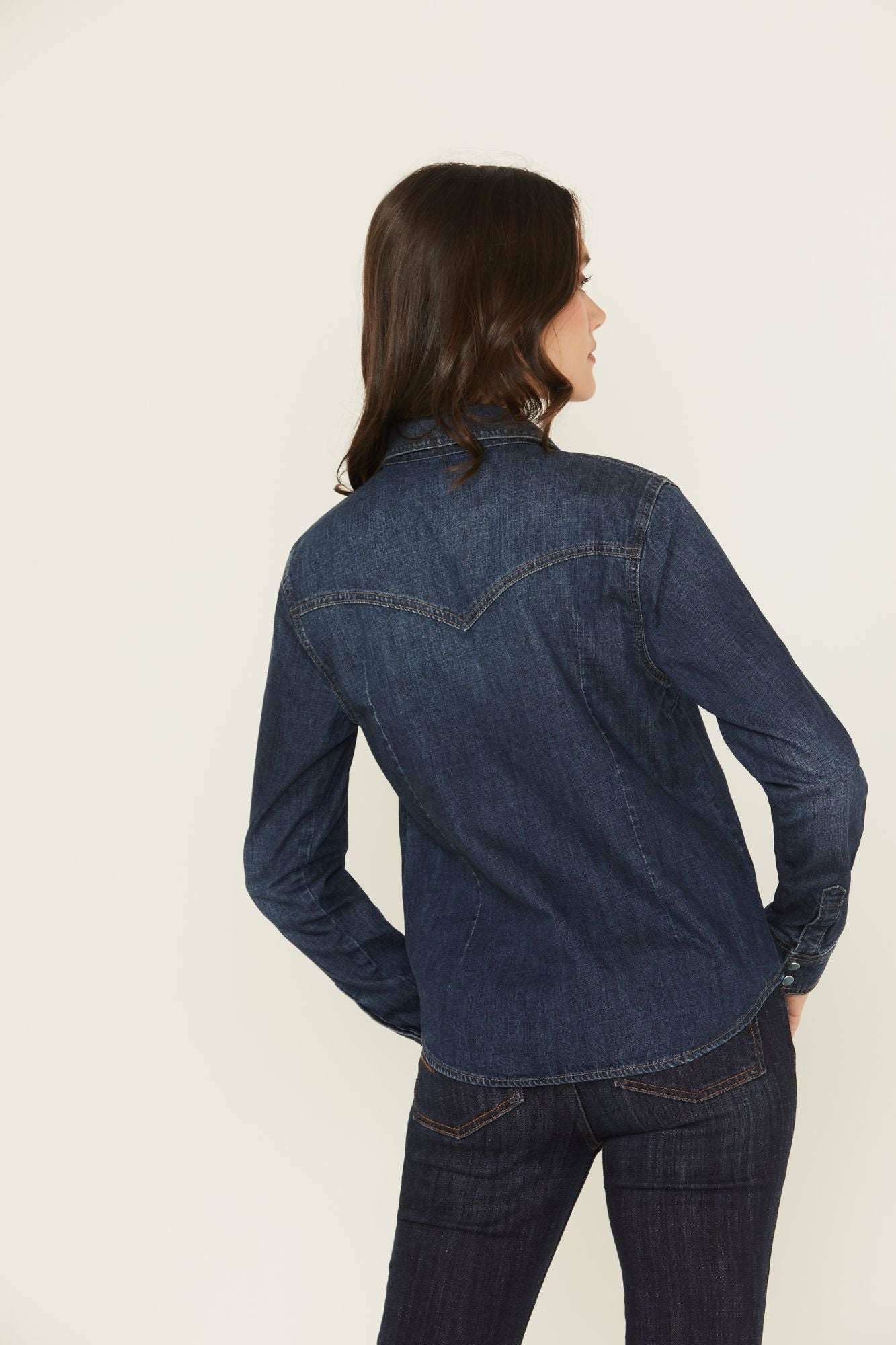 Idyllwind Abbott Dark Wash Chambray Long Sleeve Snap Western Shirt Dark Wash