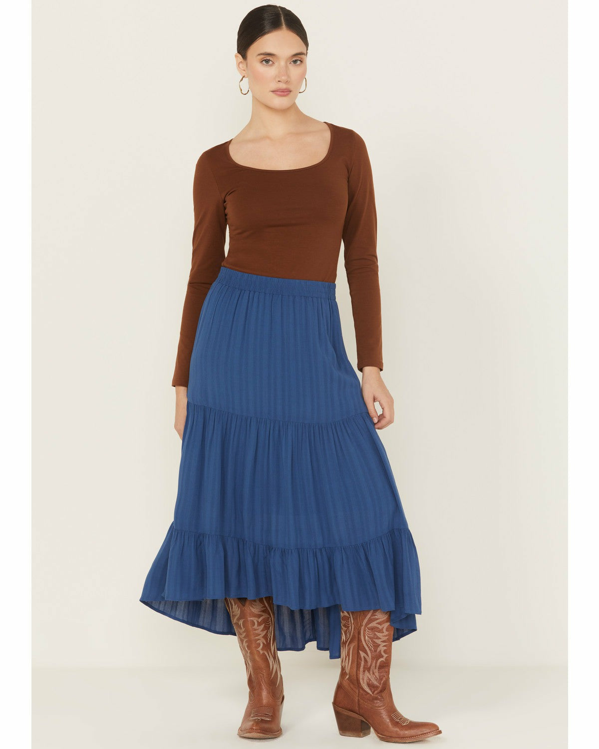 Idyllwind Preston High-Low Midi Skirt Blue