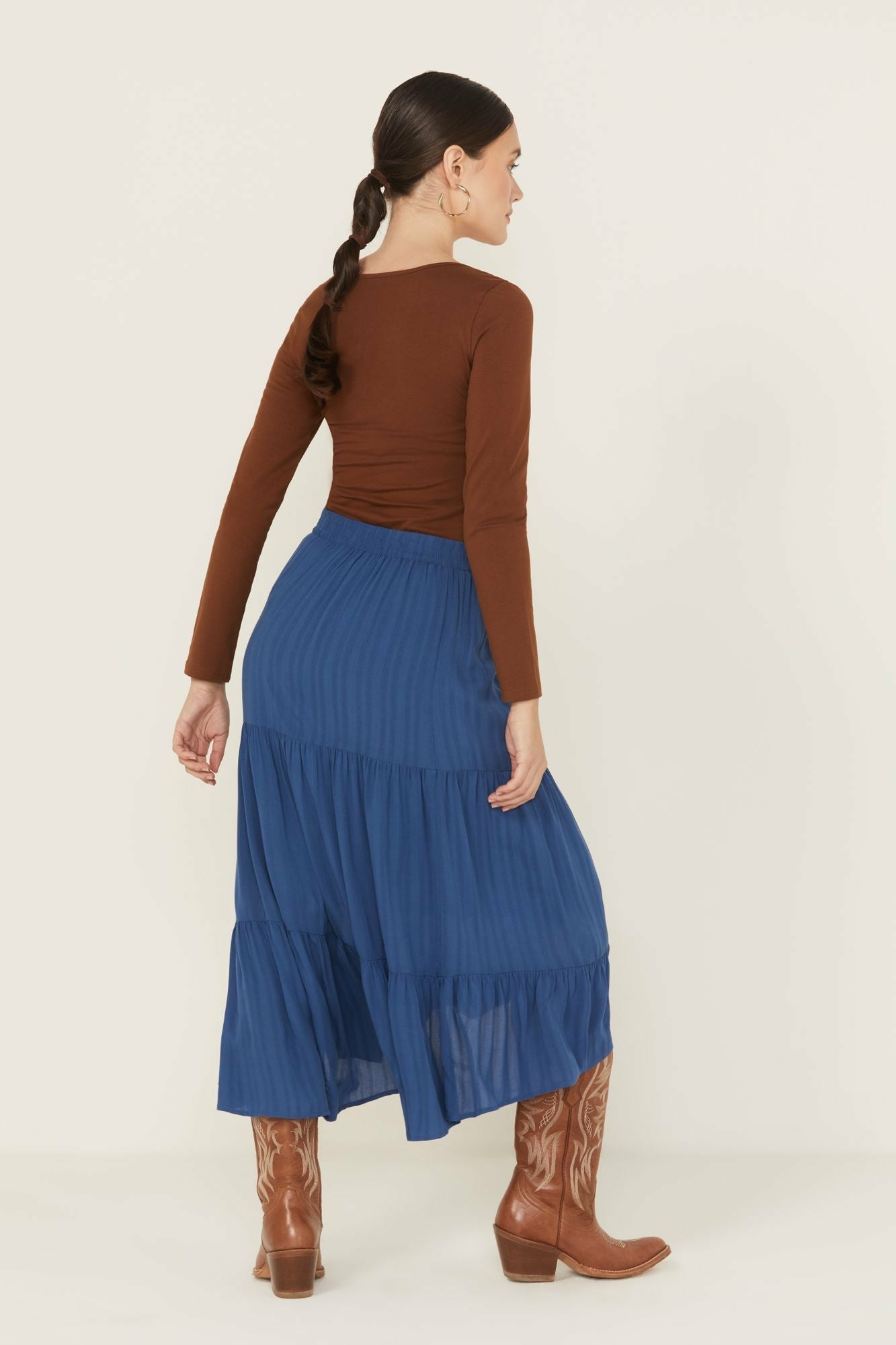 Idyllwind Preston High-Low Midi Skirt Blue