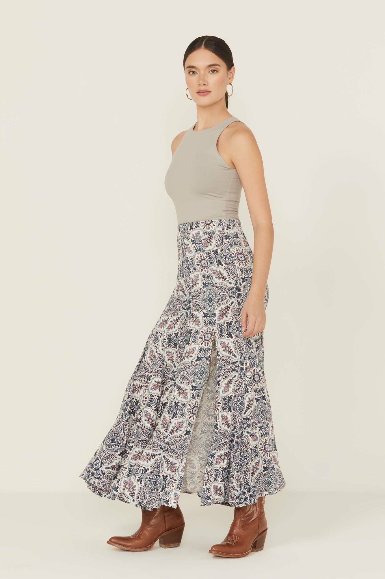 Idyllwind Garrison Printed Maxi Skirt Ivory