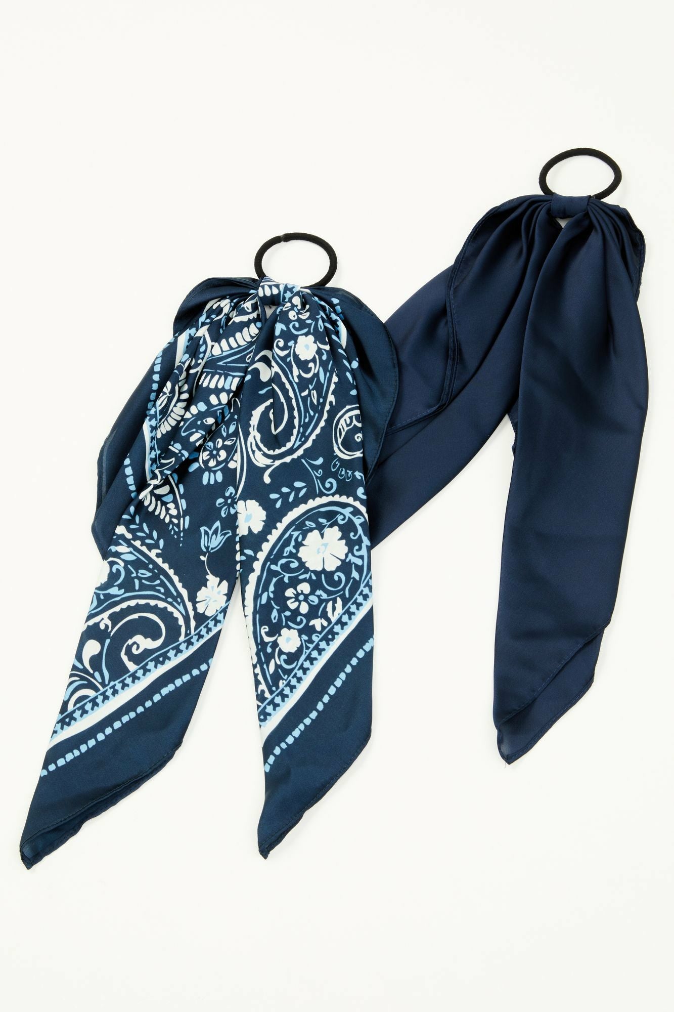 Idyllwind Peyton Bandana Print Hair Tie Set - 2 Piece Dark Blue