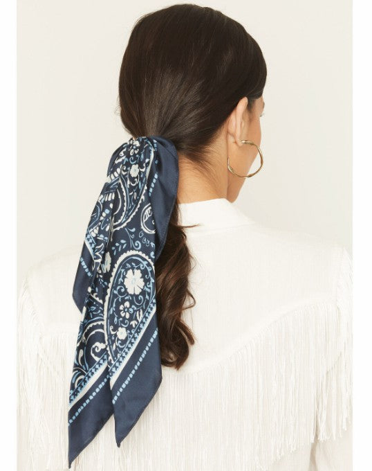 Idyllwind Peyton Bandana Print Hair Tie Set - 2 Piece Dark Blue