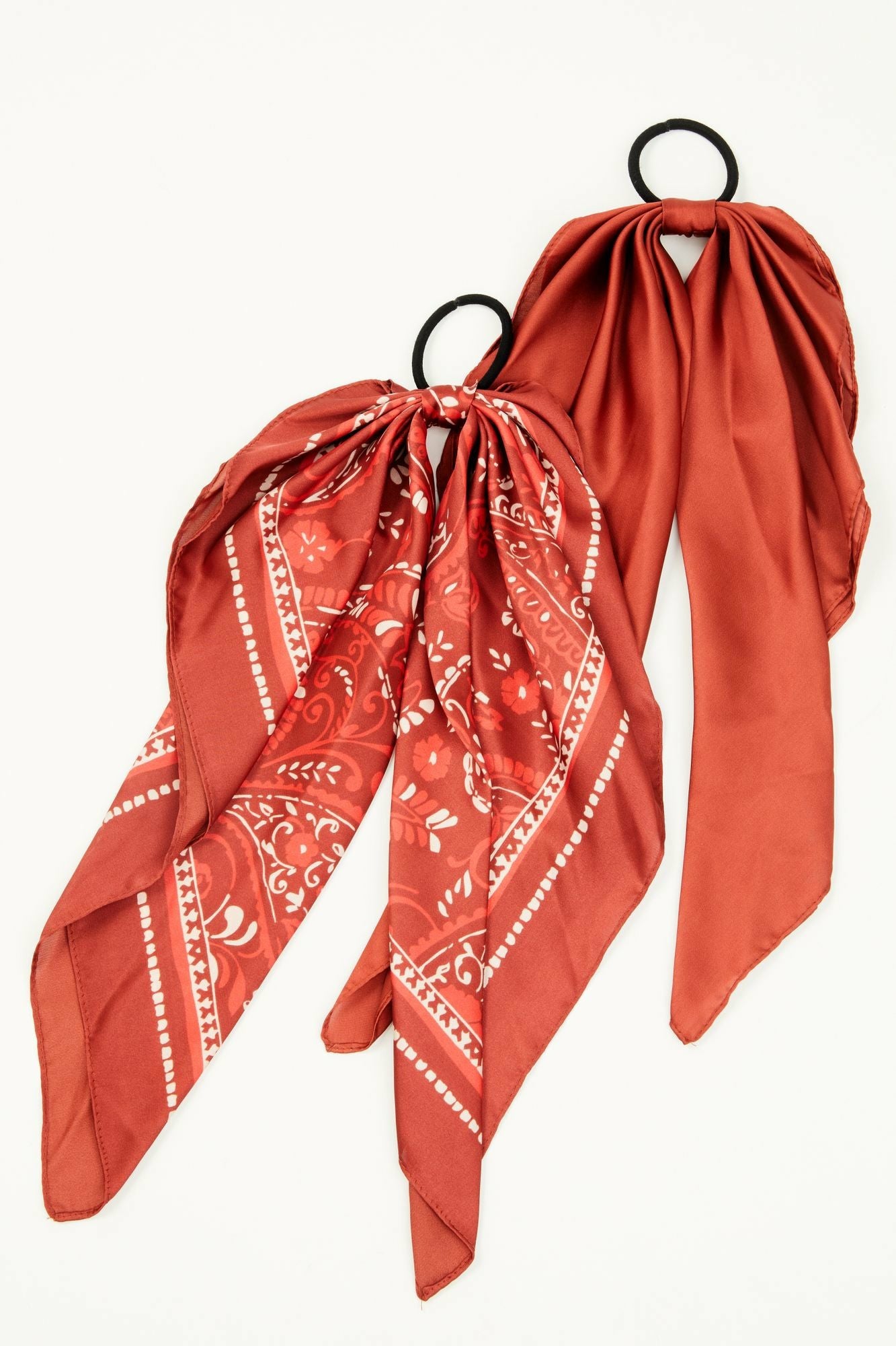 Idyllwind Peyton Bandana Print Hair Tie Set - 2 Piece Dark Red