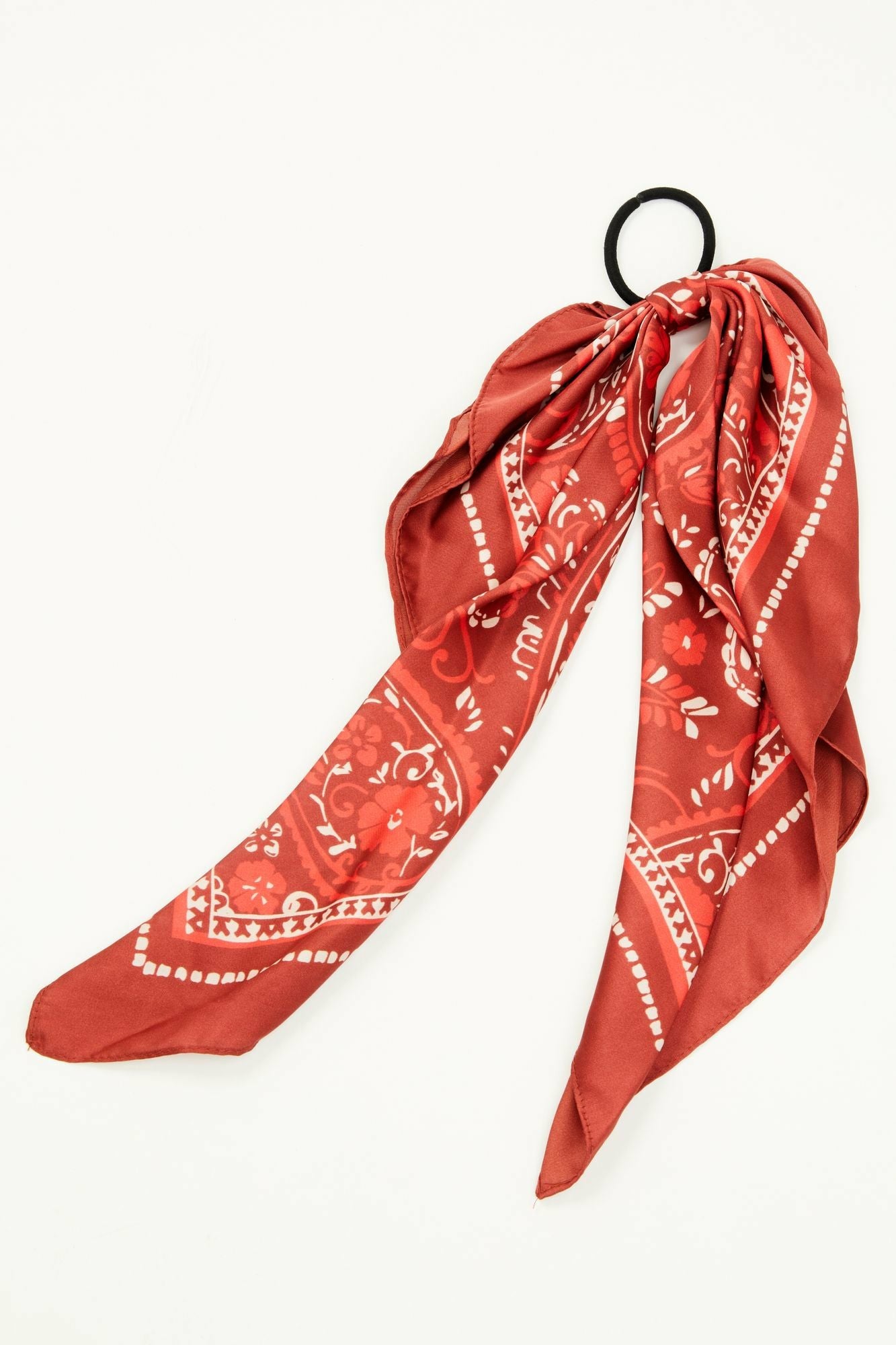 Idyllwind Peyton Bandana Print Hair Tie Set - 2 Piece Dark Red