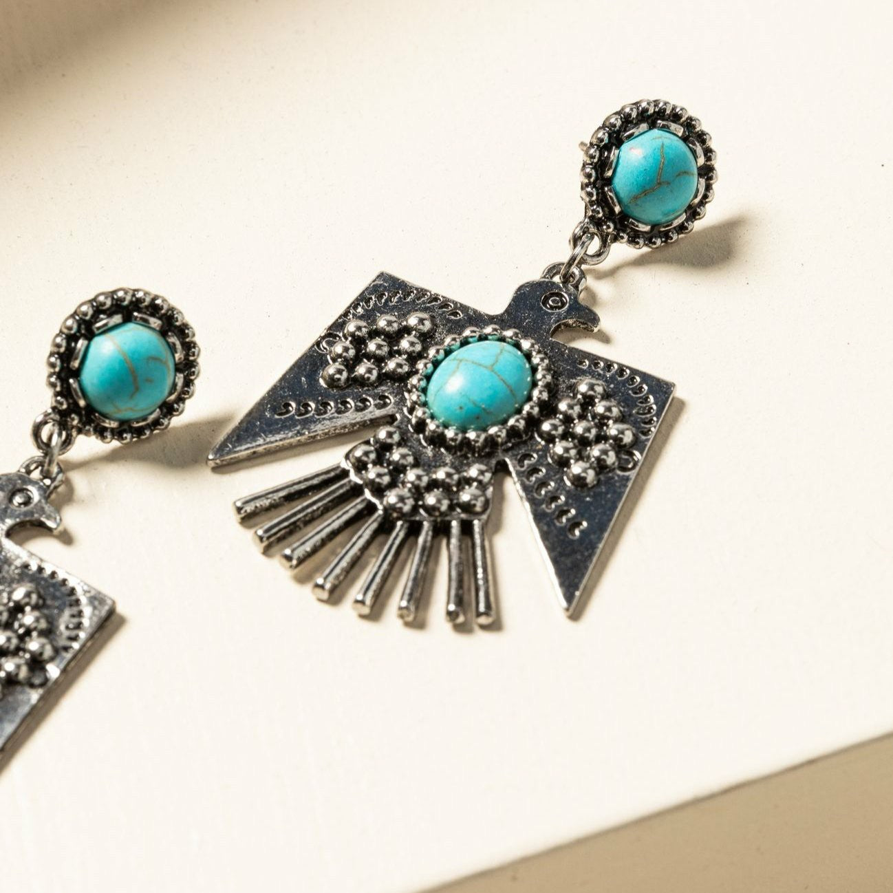 Idyllwind Turquoise Beaded Thunderbird Earrings Silver