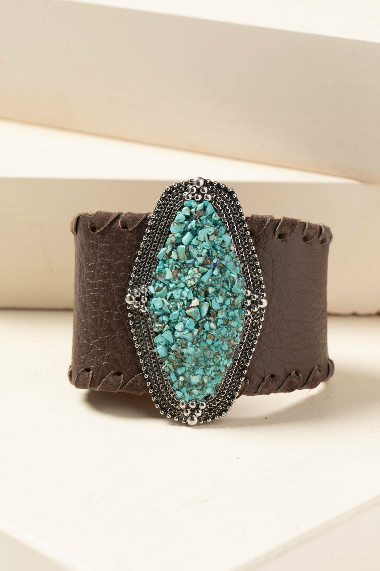 Idyllwind Leather And Gem Cuff Bracelet Brown