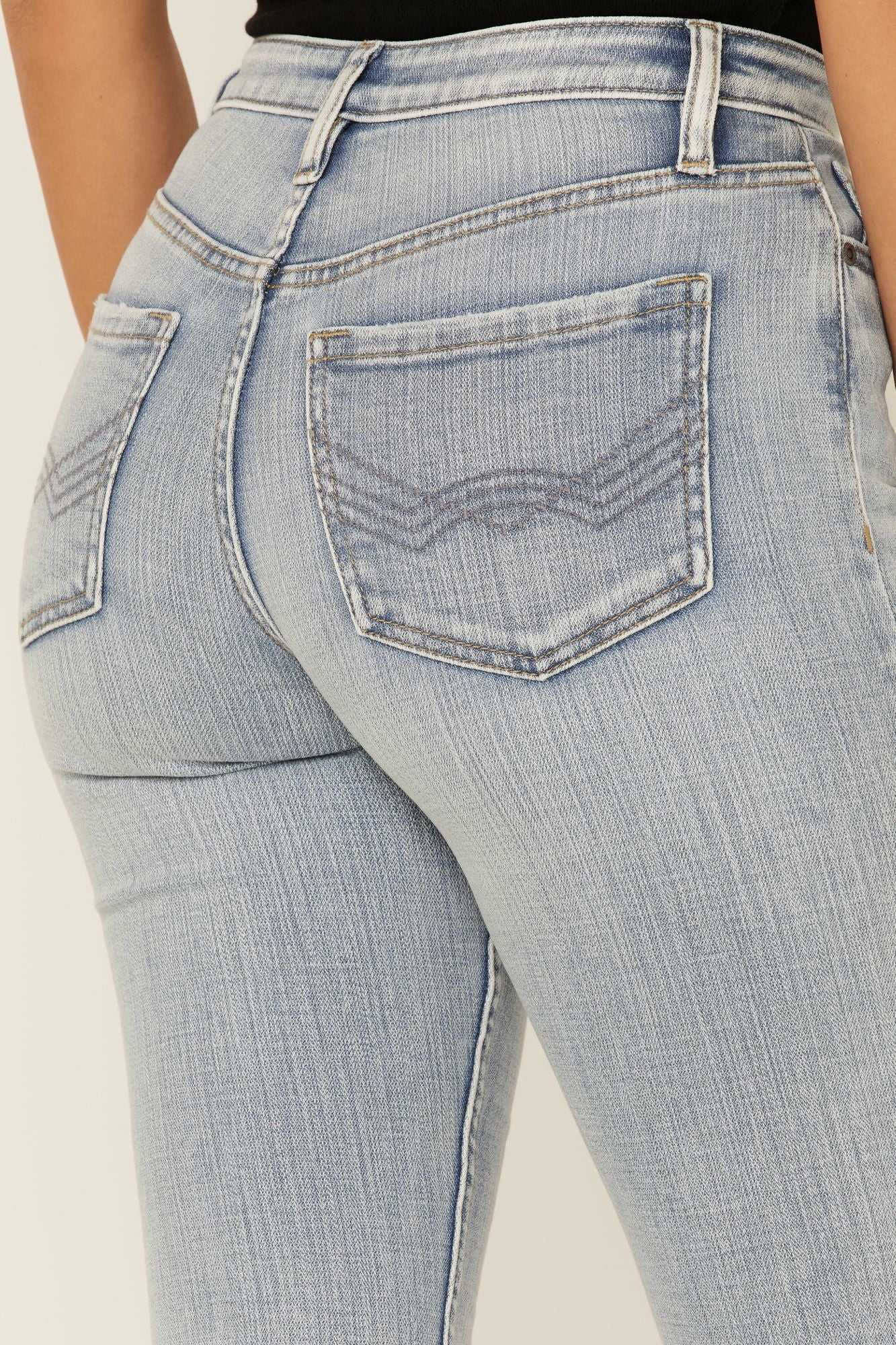 Idyllwind Light Wash Mustang High Risin Released Hem Flare Jeans Light Blue