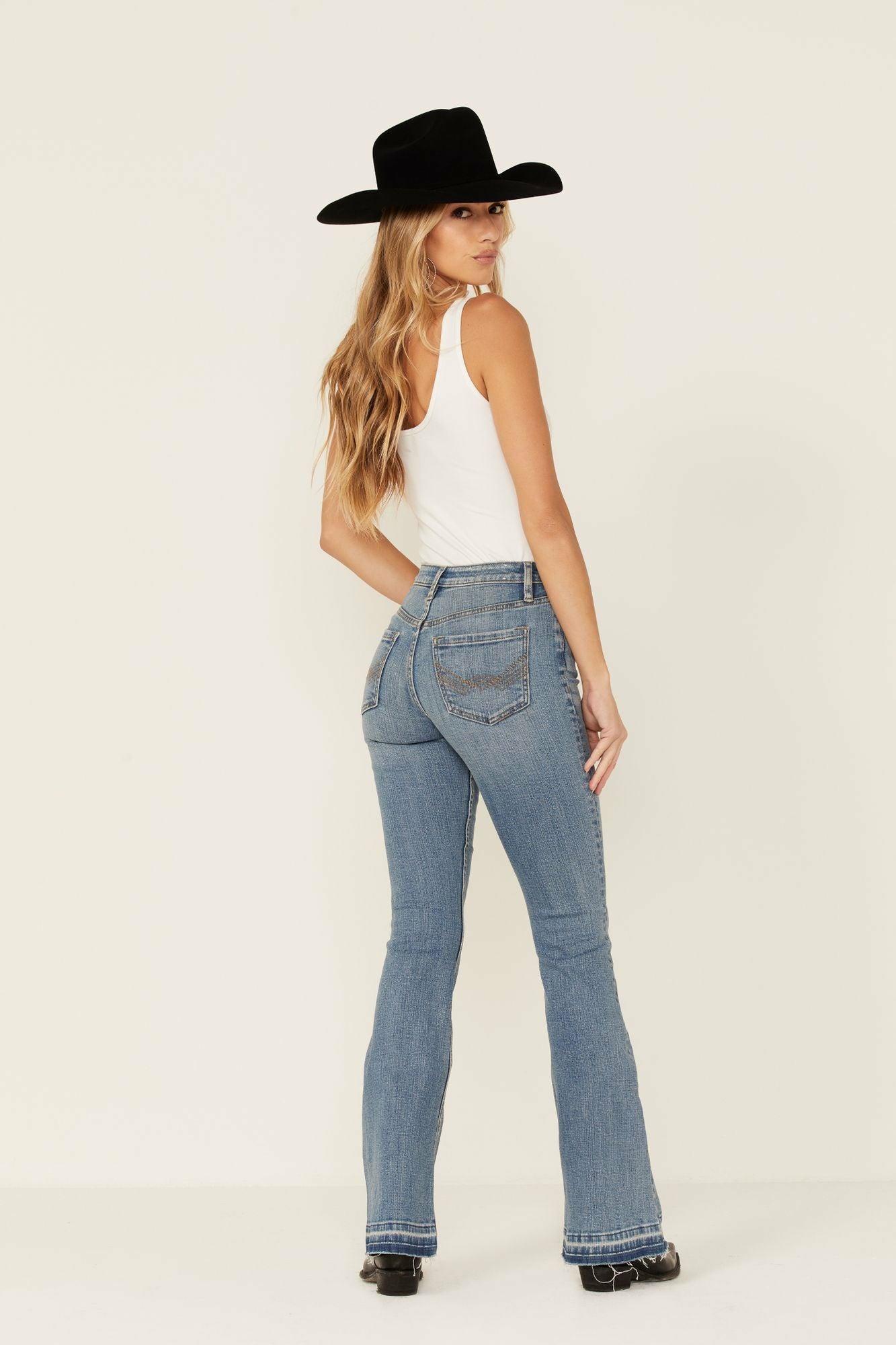 Idyllwind Medium Wash Old West High Risin Released Hem Flare Jeans Medium Blue