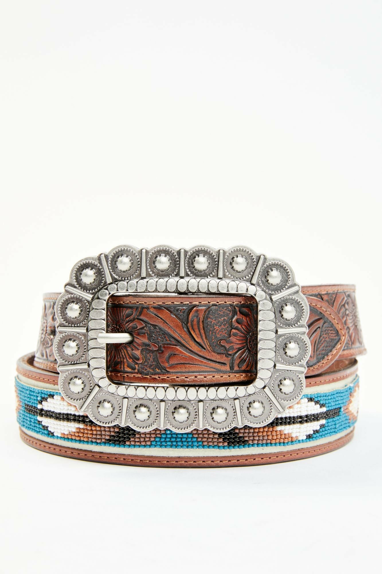 Idyllwind Genuine Leather Windriver Seed Bead Belt Brown
