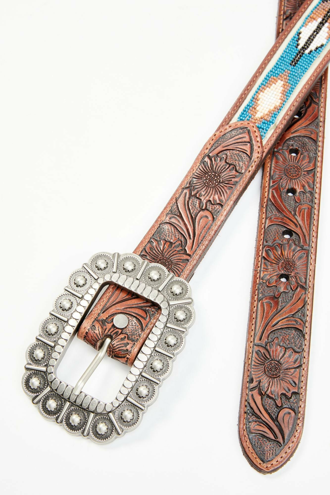 Idyllwind Genuine Leather Windriver Seed Bead Belt Brown