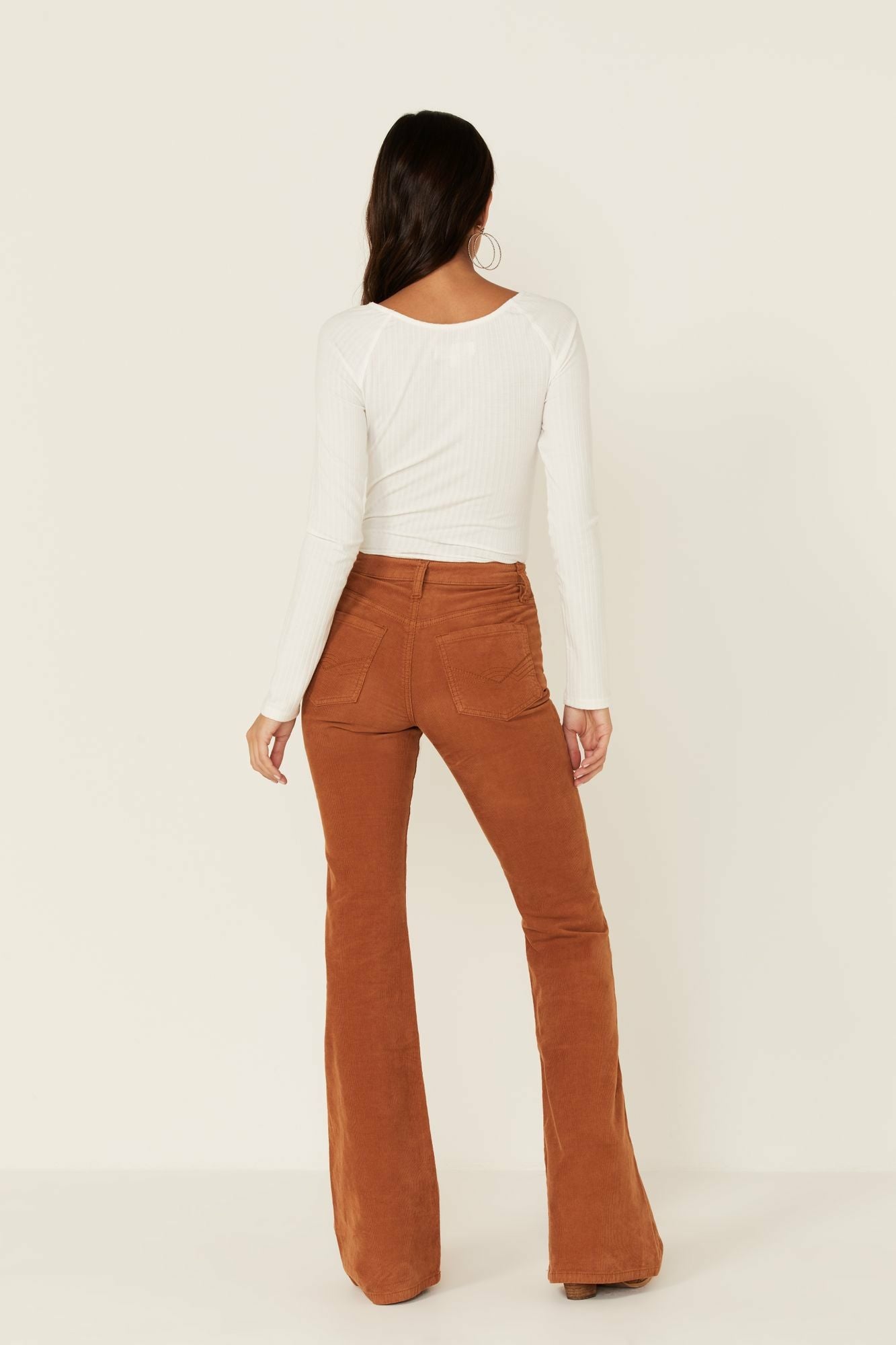 Idyllwind Pecan High Rise Flare Stretch Corduroy Jeans Pecan