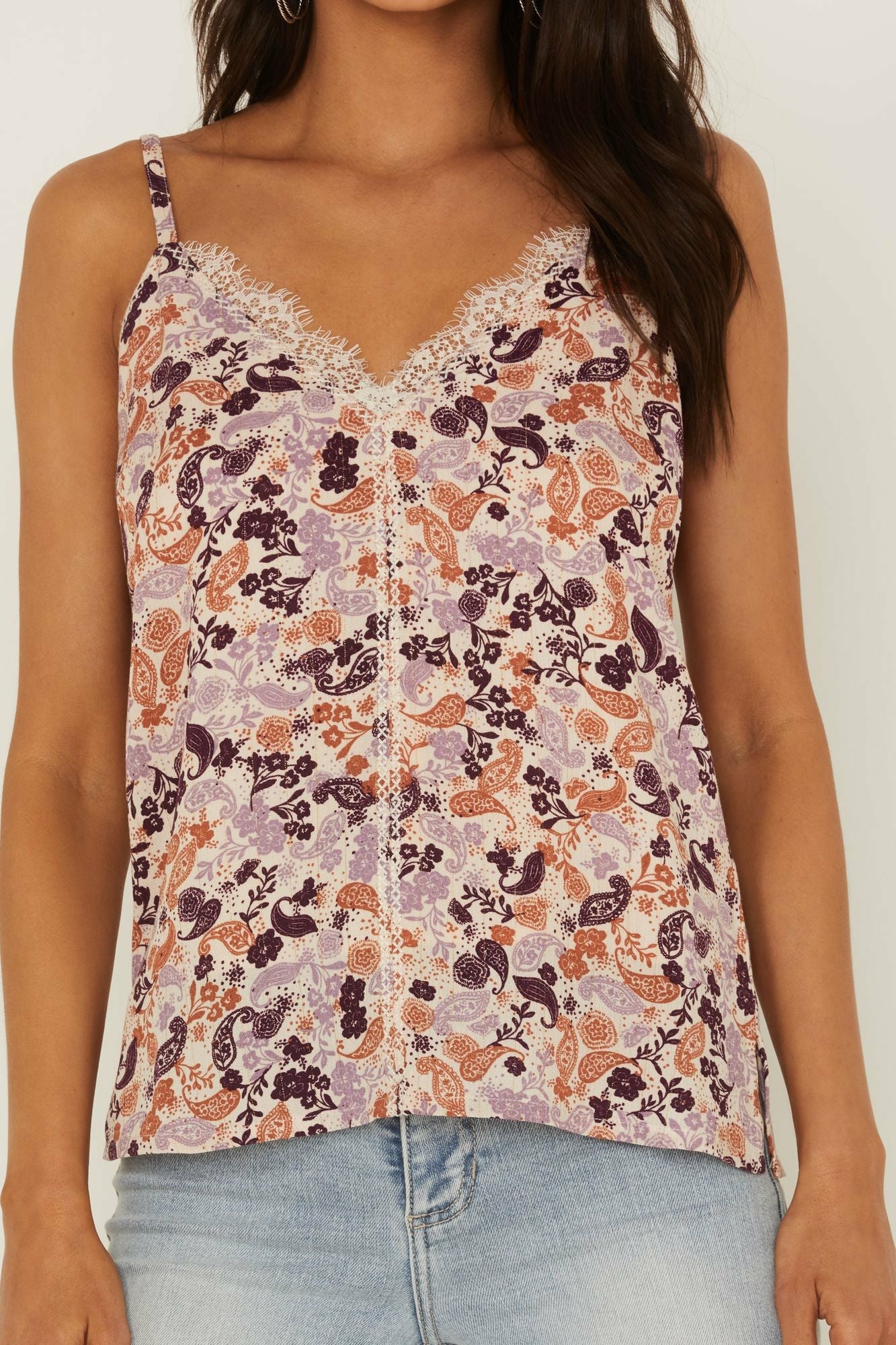 Idyllwind Lurex Little Lace Tank Top Lavender