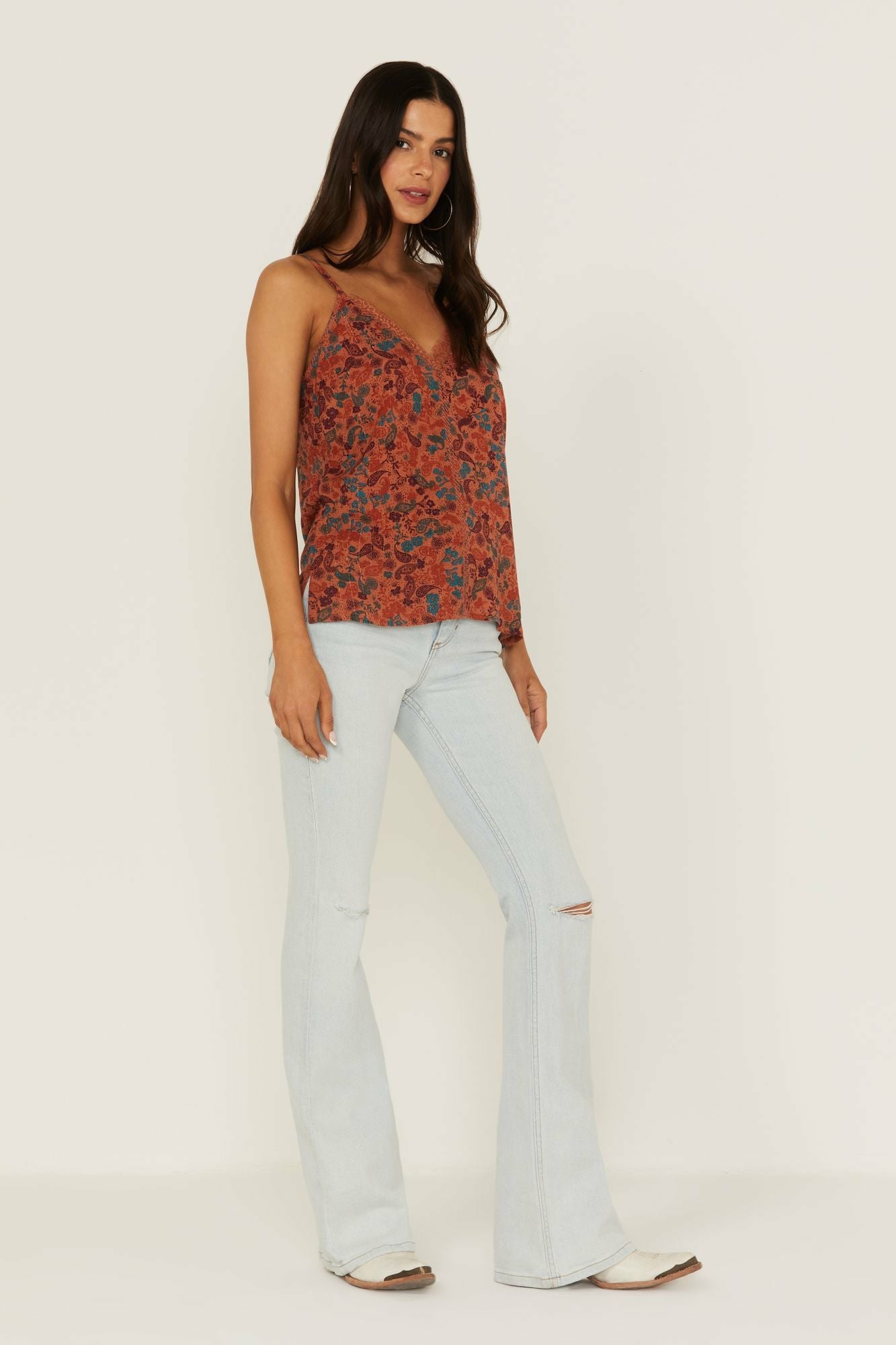 Idyllwind Lurex Little Lace Tank Top Pecan