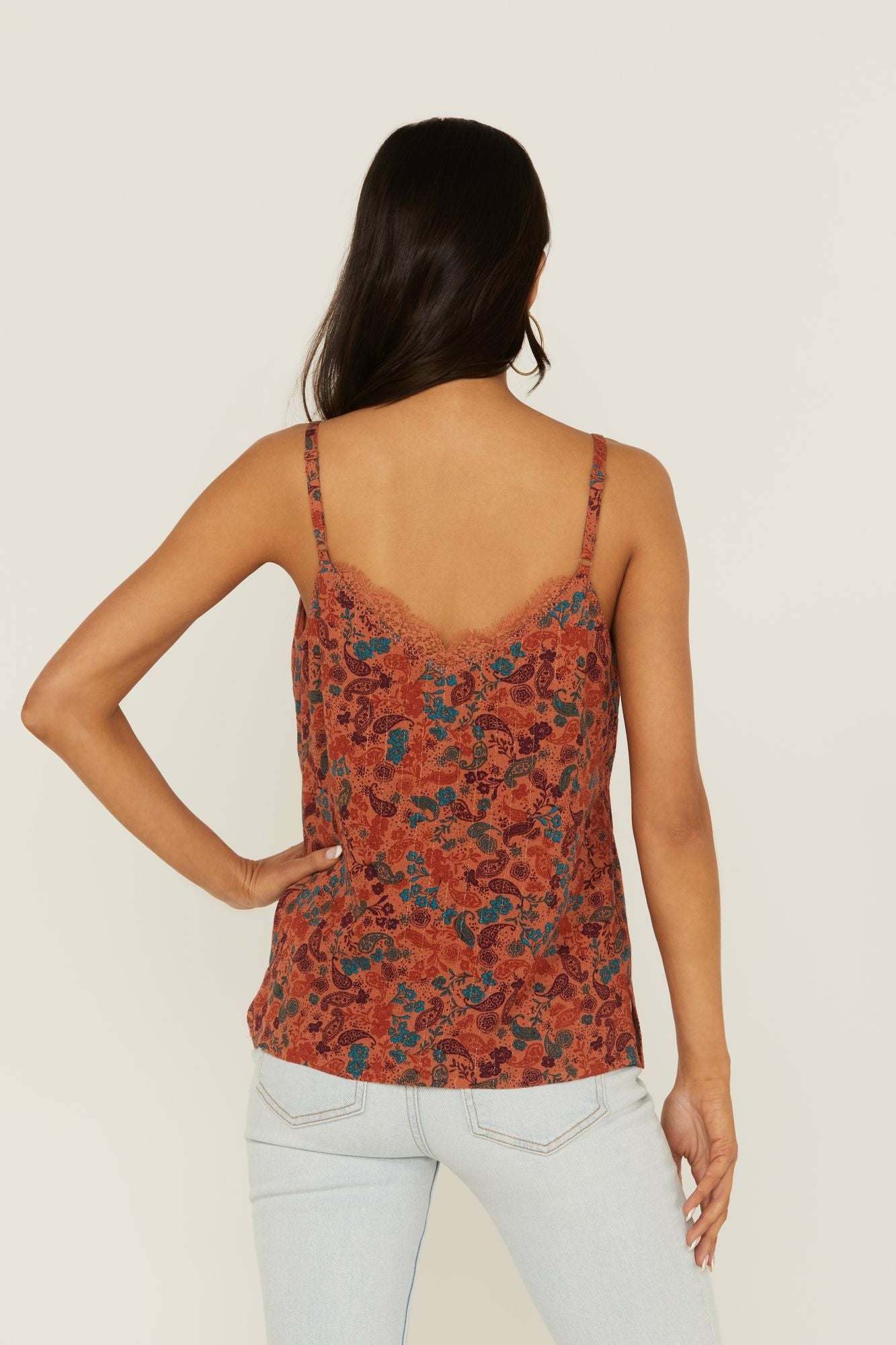 Idyllwind Lurex Little Lace Tank Top Pecan