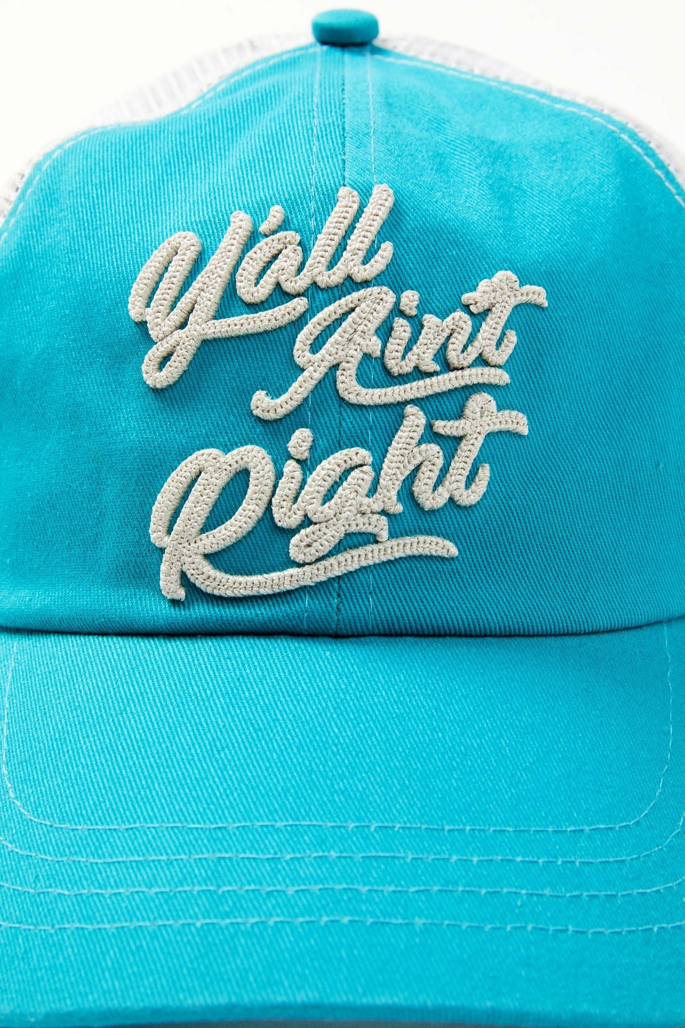 Idyllwind Y'all Ain't Right Embroidered Mesh Back Baseball Hat Turquoise