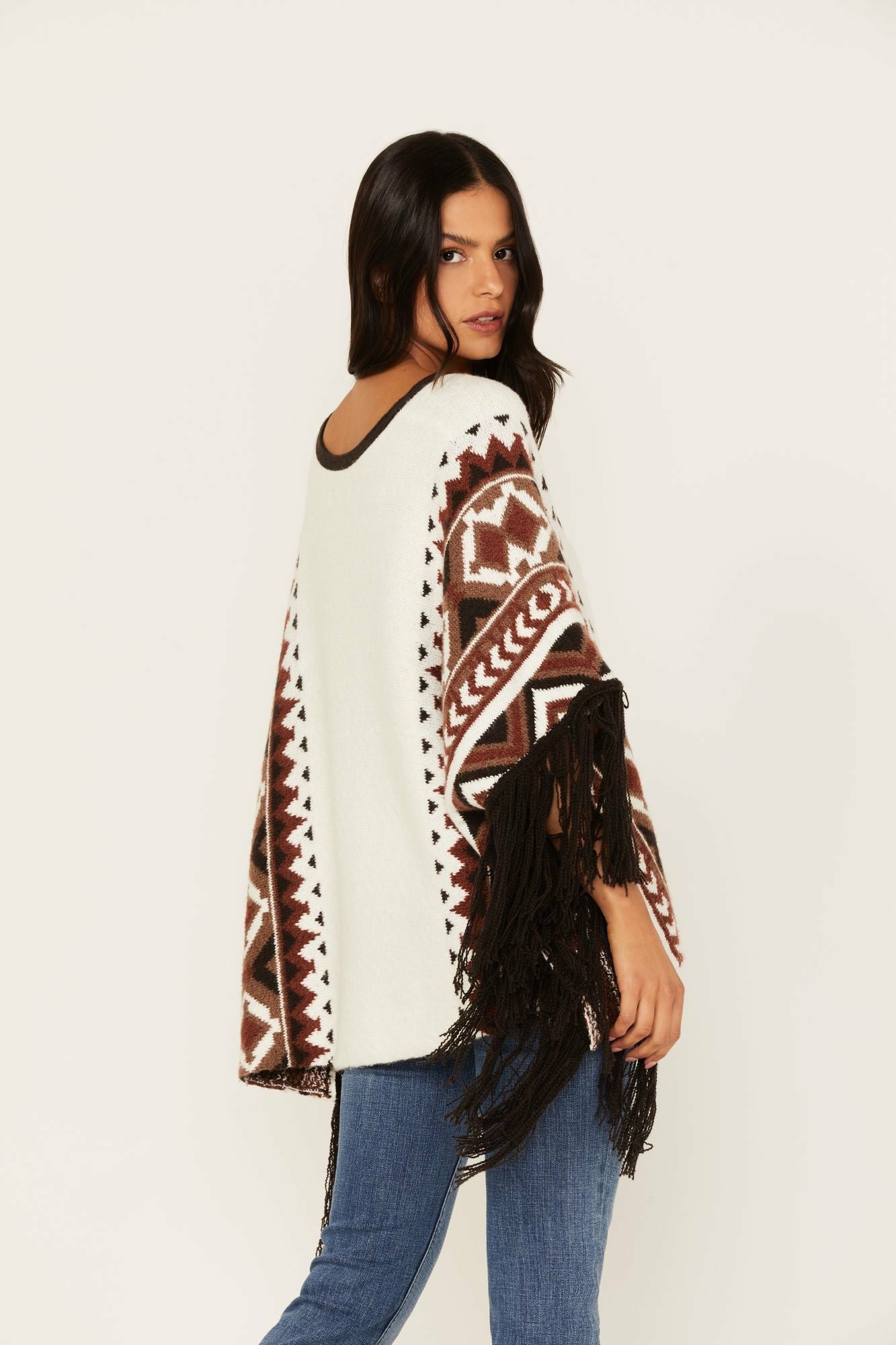 Idyllwind Southwestern Knit Poncho Sweater Tan