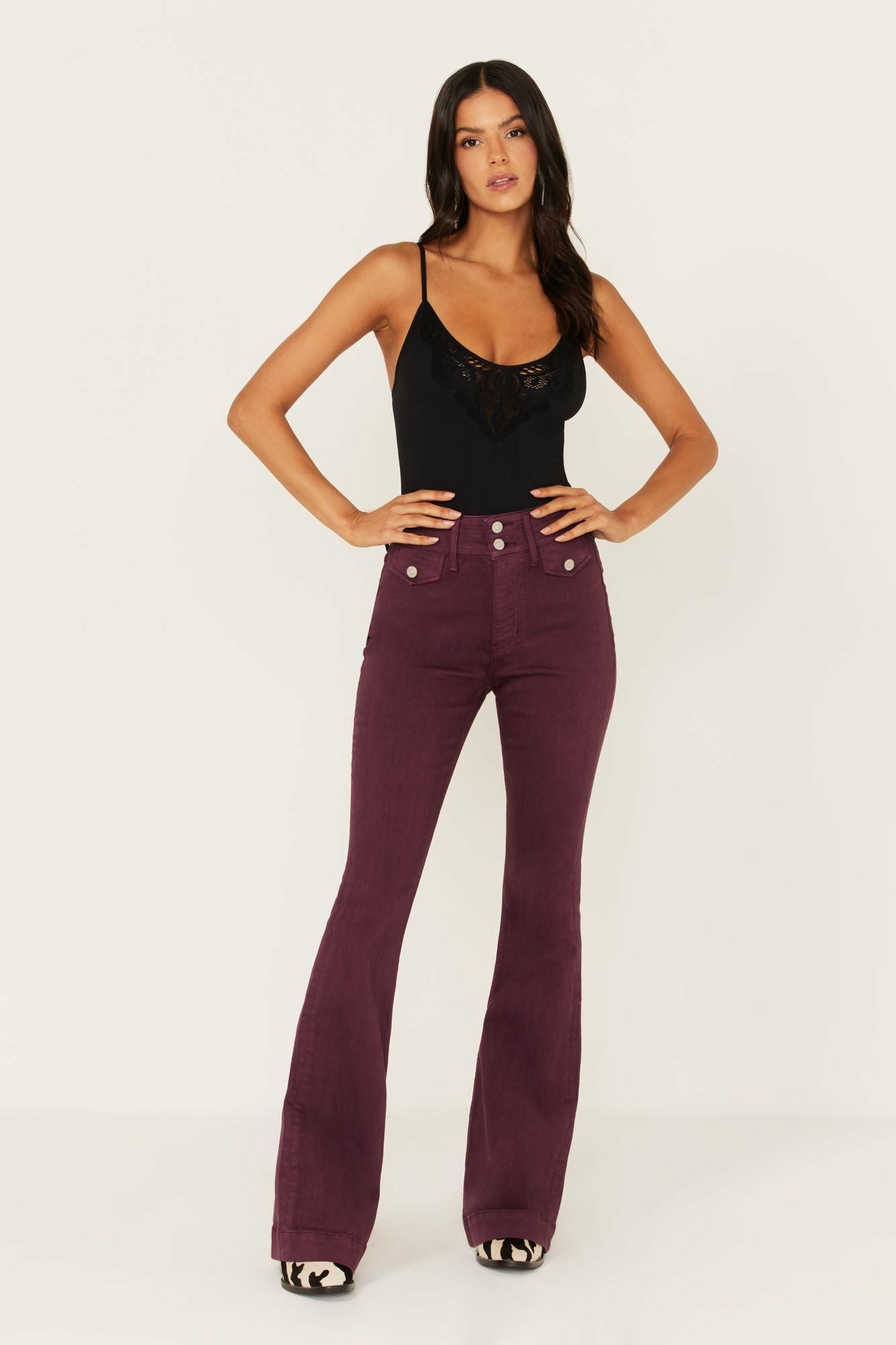 Idyllwind High Rise Flap Pocket Outlaw Flare Jeans Purple