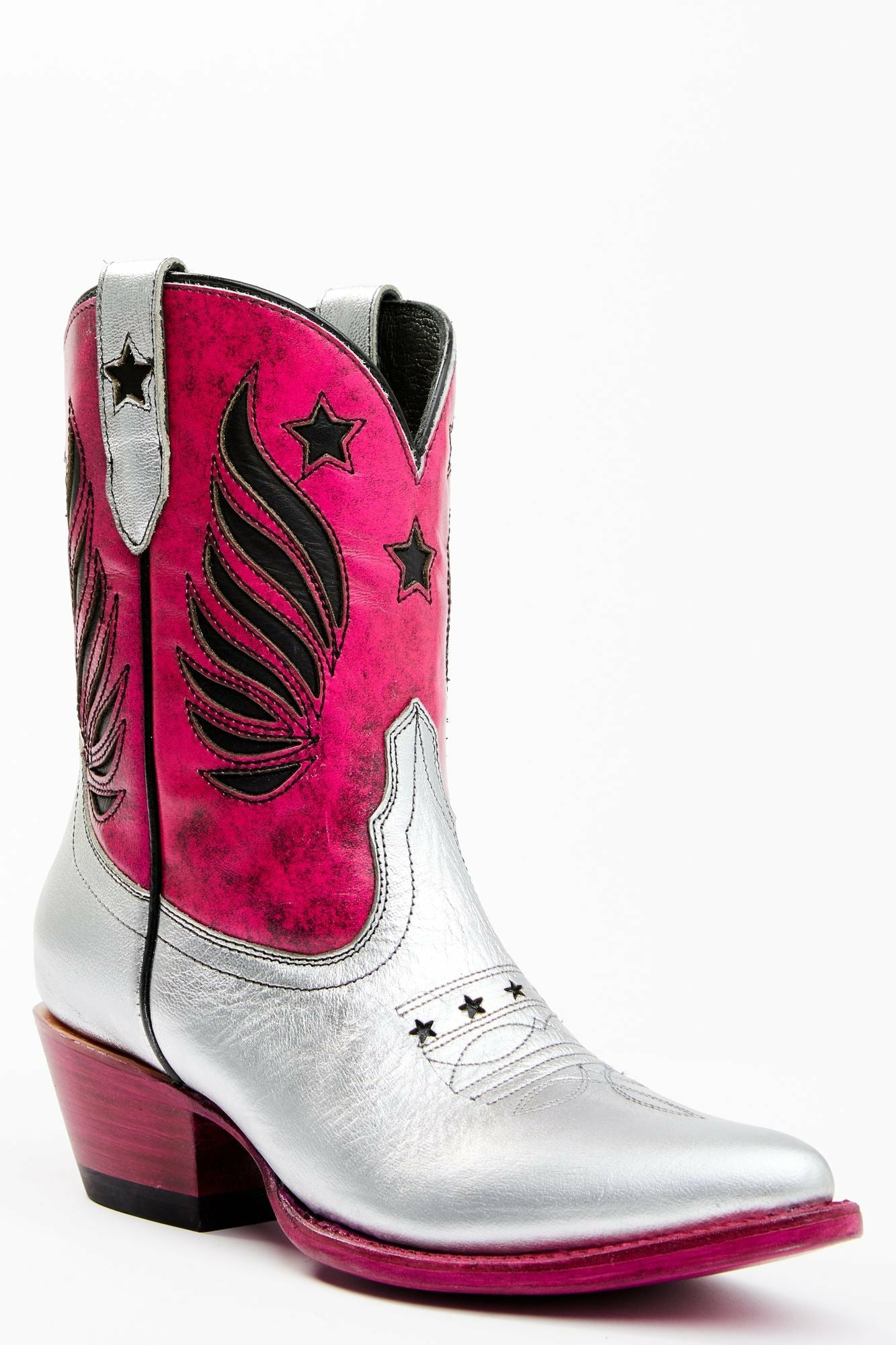 Idyllwind Metallic Star Inlay Roadie Western Booties - Round Toe Pink