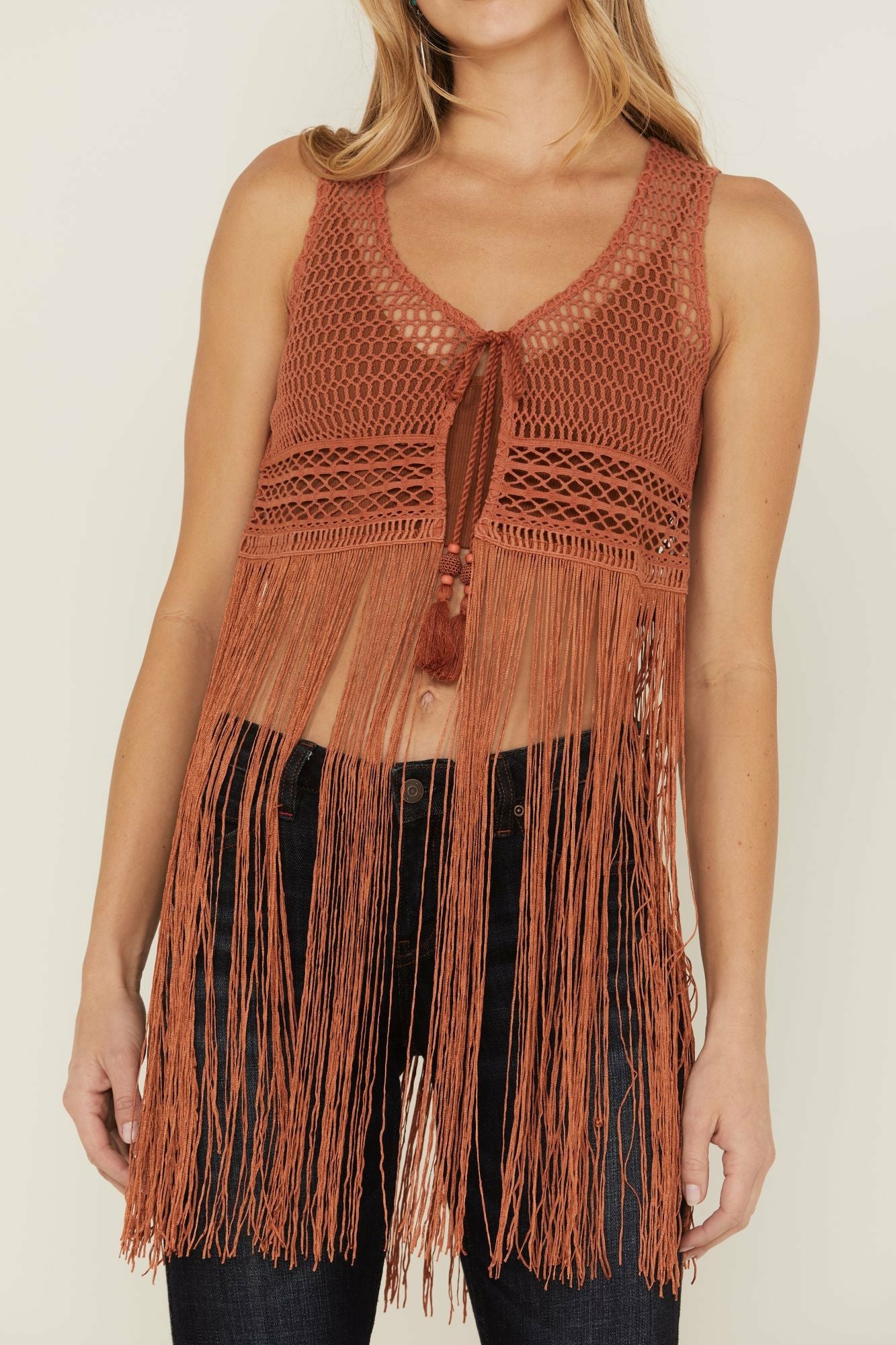 Idyllwind Hawls Nest Crochet Vest Pecan