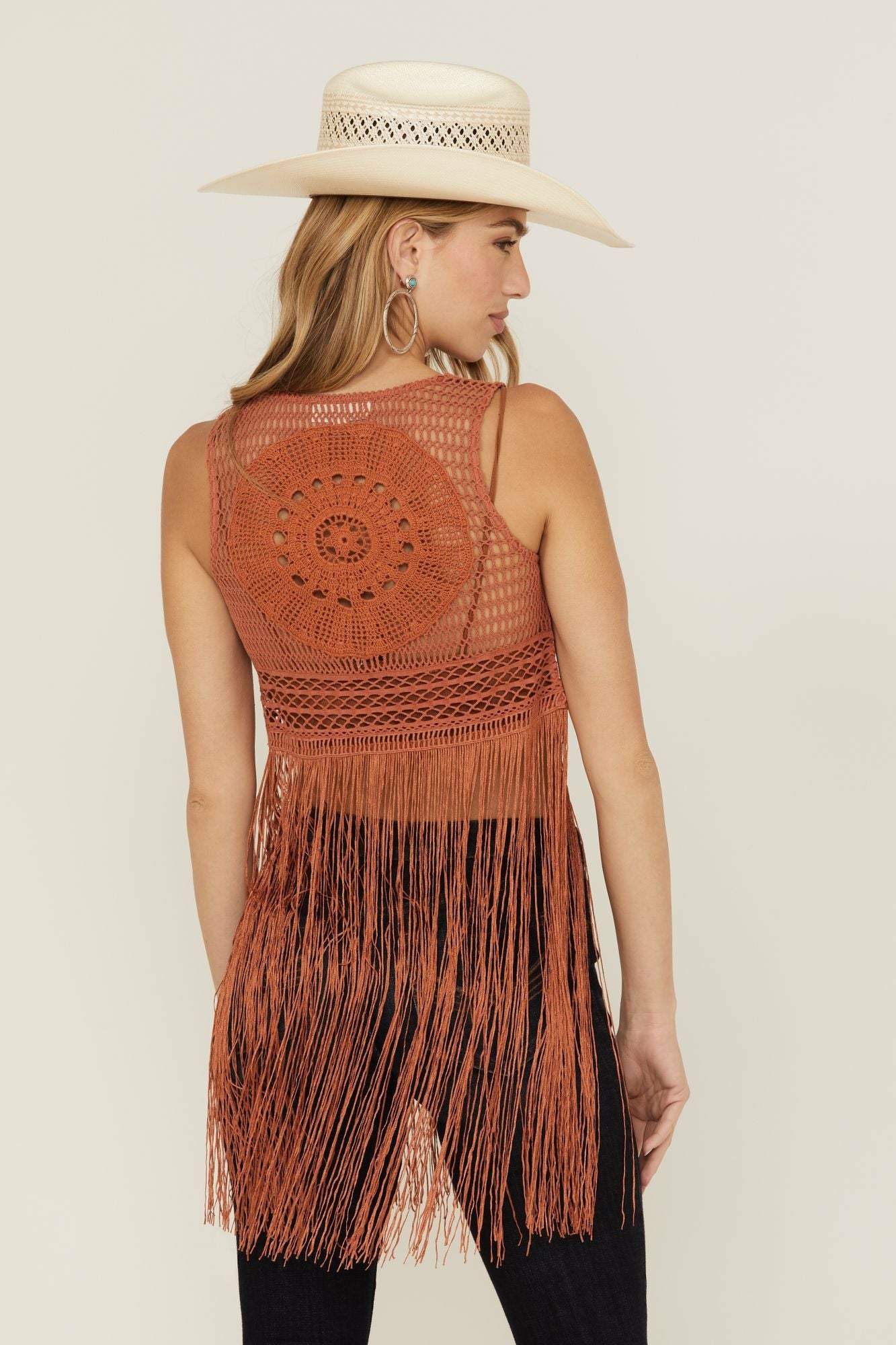 Idyllwind Hawls Nest Crochet Vest Pecan