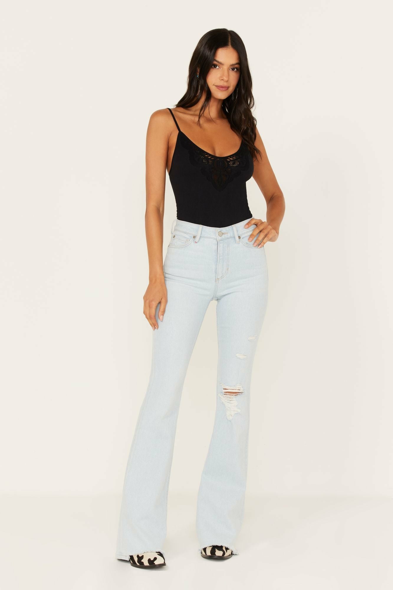 Idyllwind Light Wash West Avenue High Risin Distressed Flare Jeans Light Wash