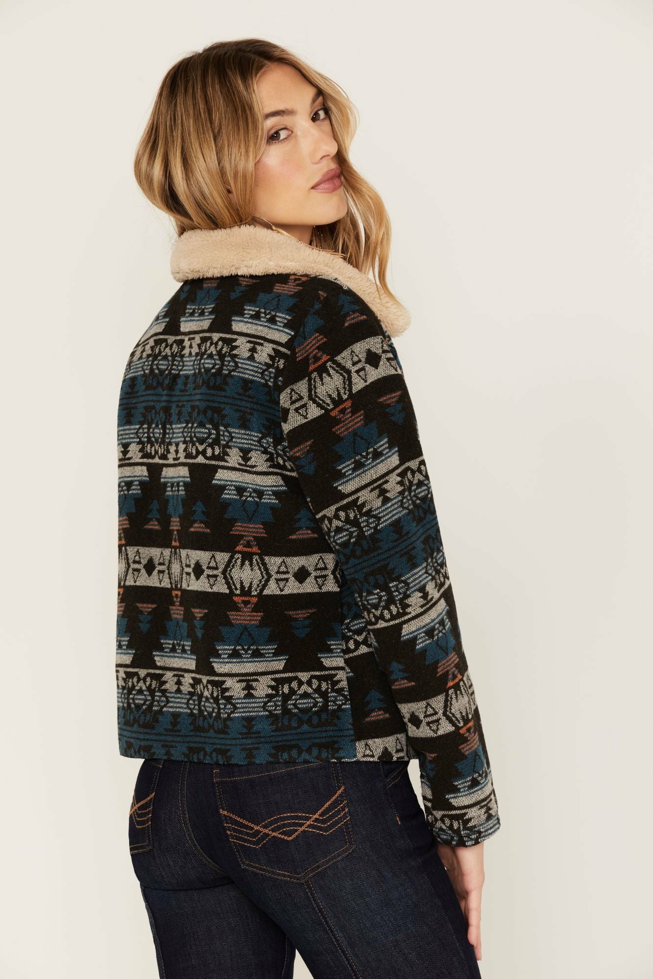 Idyllwind Medium Wash Reversible Sherpa Blanket Denim Jacket Dark Wash