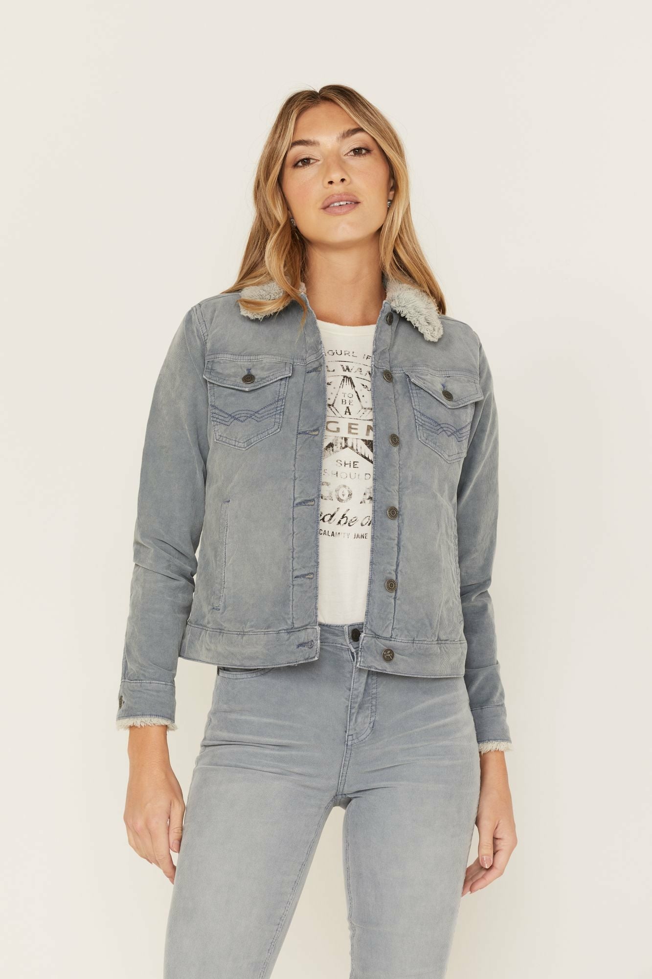 Idyllwind Sherpa Lined Corduroy Jacket Dark Blue