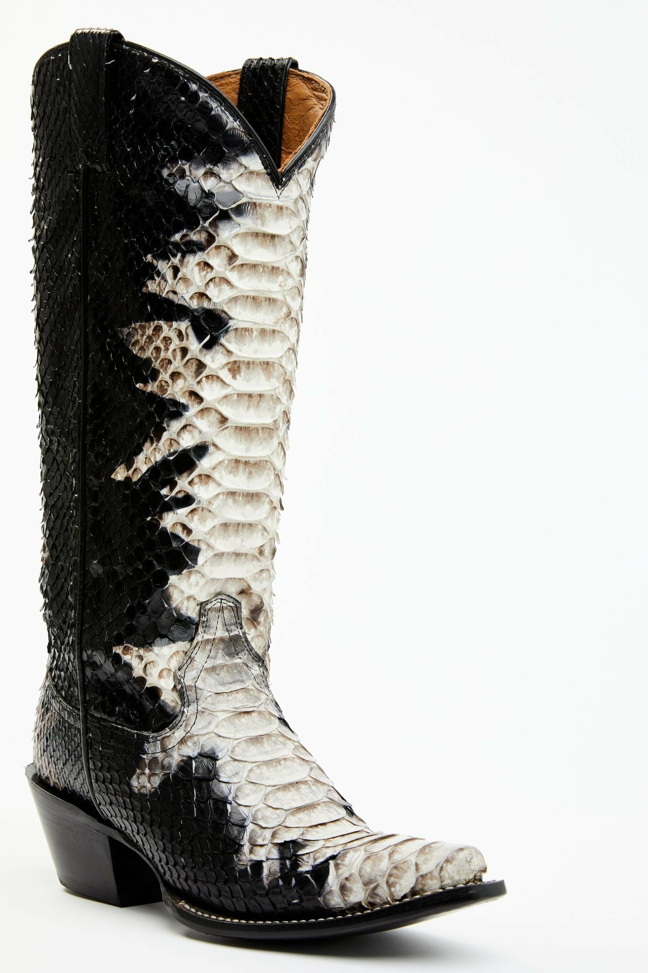 Idyllwind Stunner Exotic Python Western Boots - Snip Toe Black/white