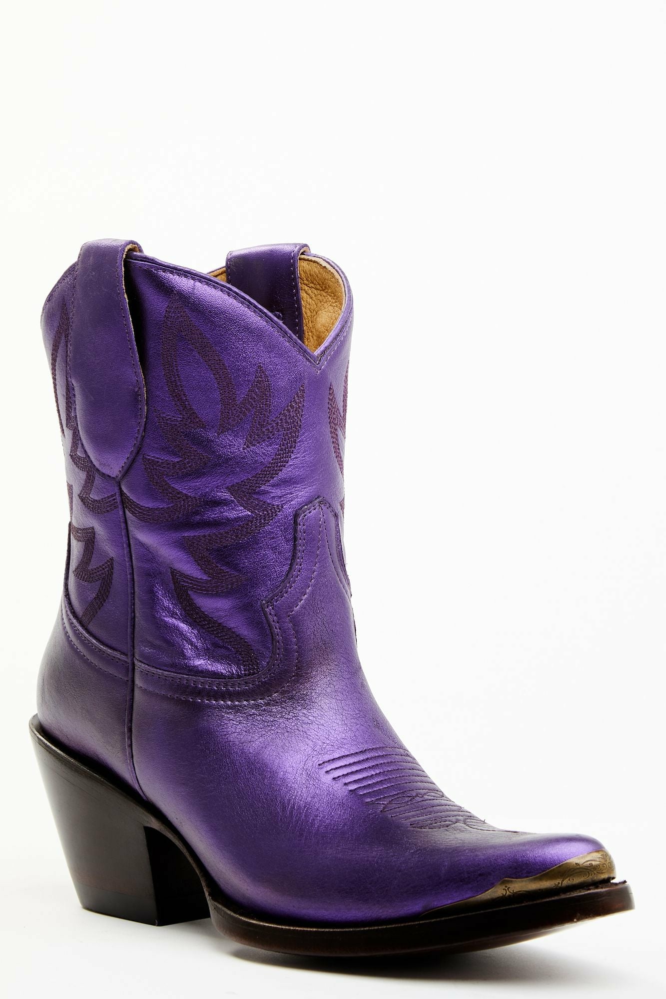Idyllwind Wheels Metallic Violet Leather Booties - Round Toe Purple