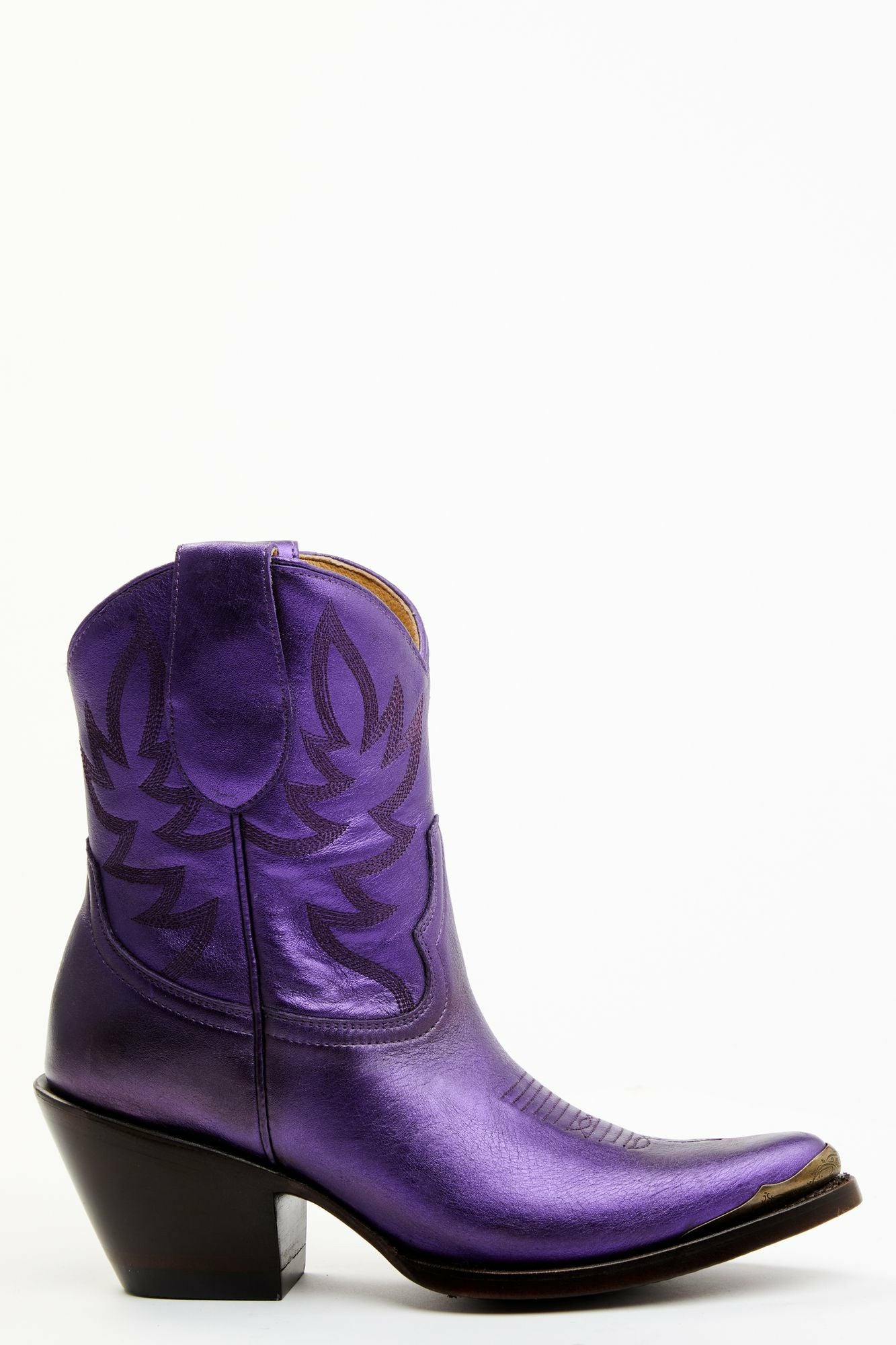 Idyllwind Wheels Metallic Violet Leather Booties - Round Toe Purple