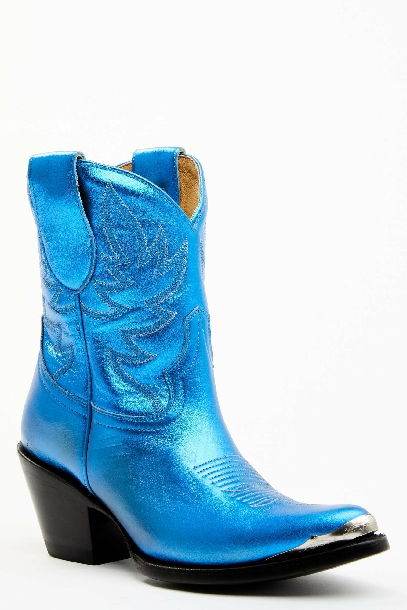 Idyllwind Wheels Metallic Royale Leather Western Booties - Round Toe Royal Blue