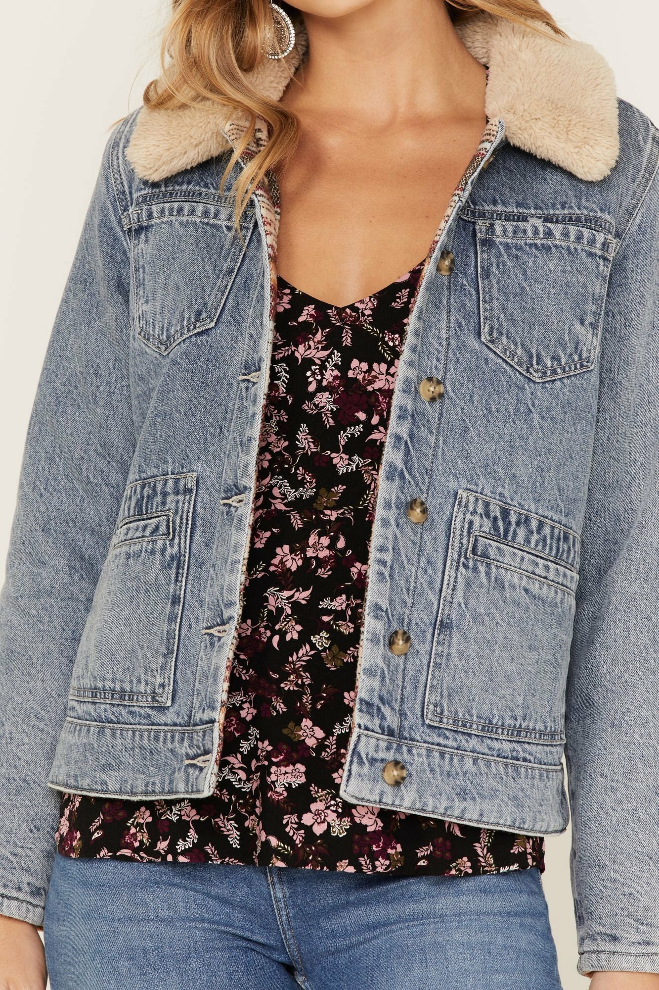 Idyllwind Light Wash Reversible Sherpa Blanket Denim Jacket Light Wash