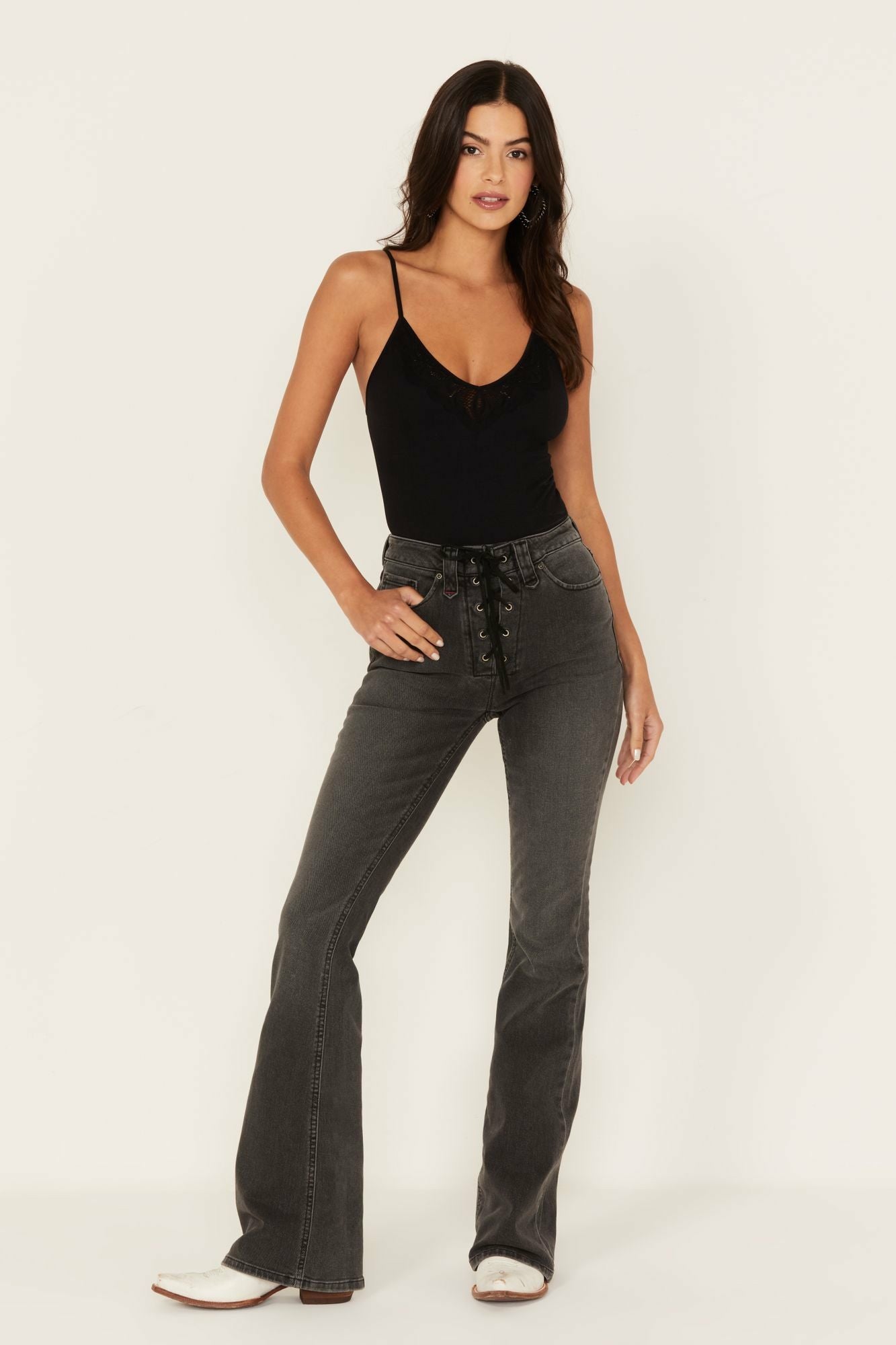 Idyllwind Twelve South Wash Down High Risin Lace Up Bootcut Jeans Grey
