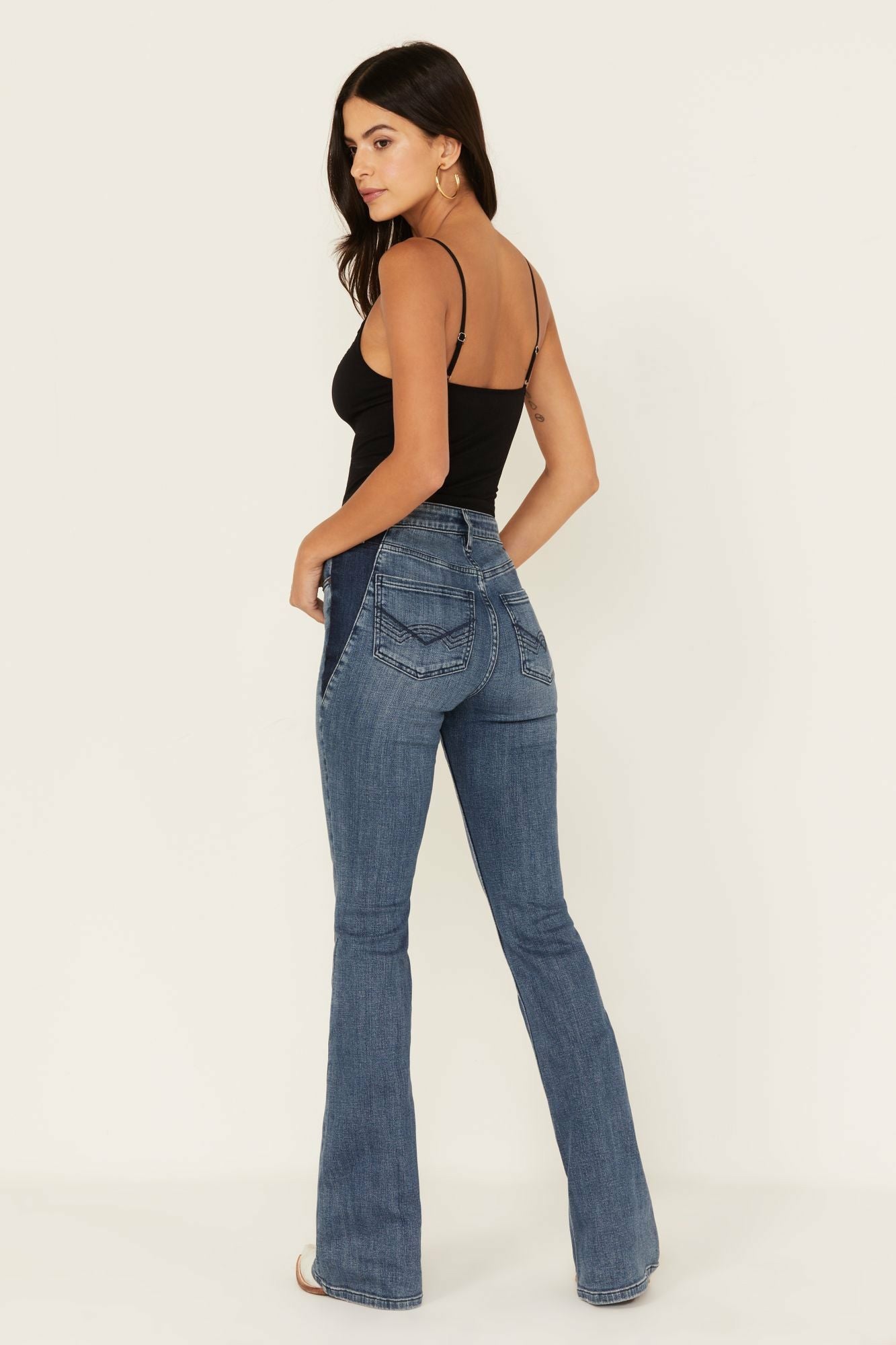Idyllwind Barella Dark Wash Contrast Panels High Risin' Stretch Bootcut Jeans Dark Medium Wash