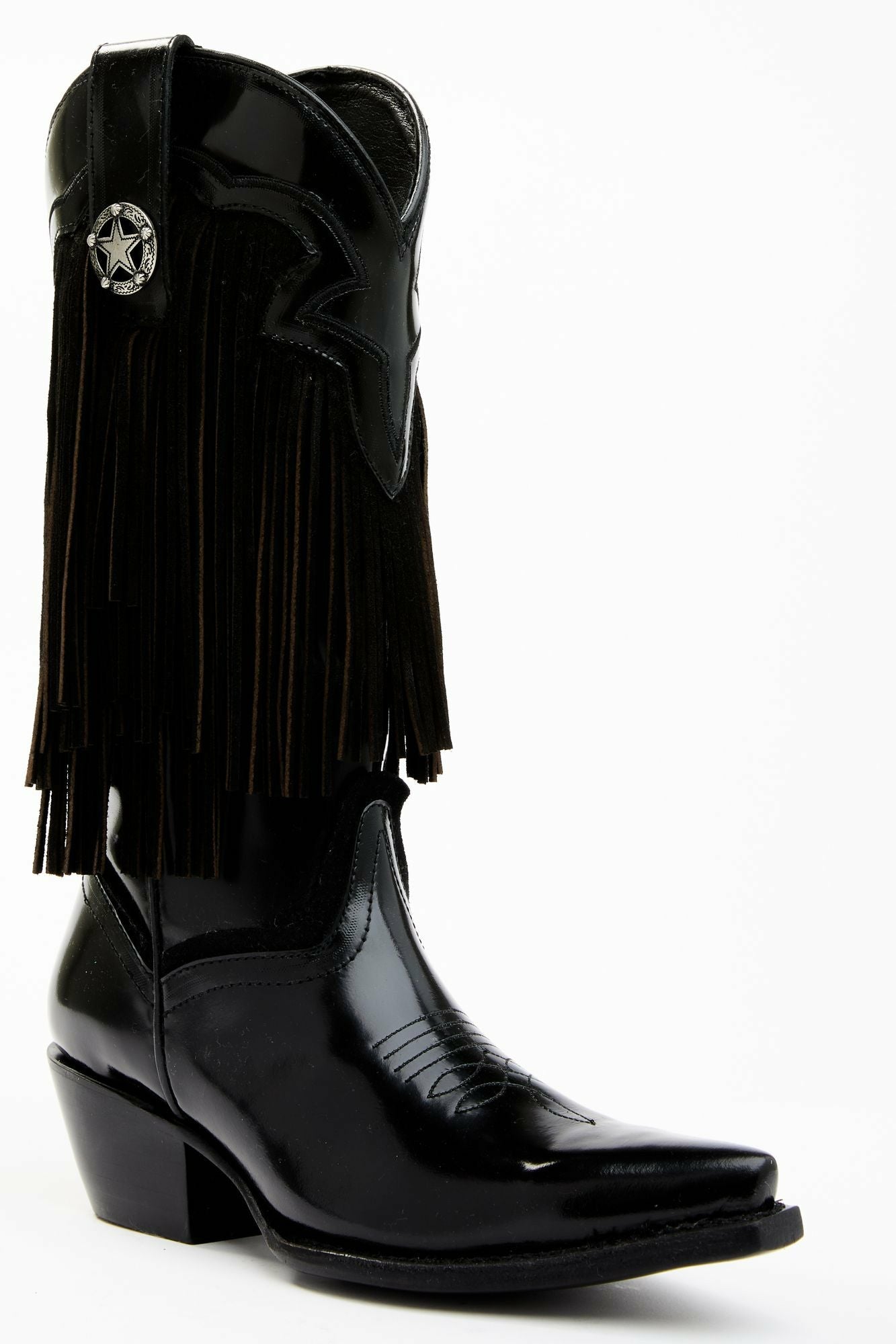 Idyllwind Trooper Fringe Western Boots - Snip Toe Black
