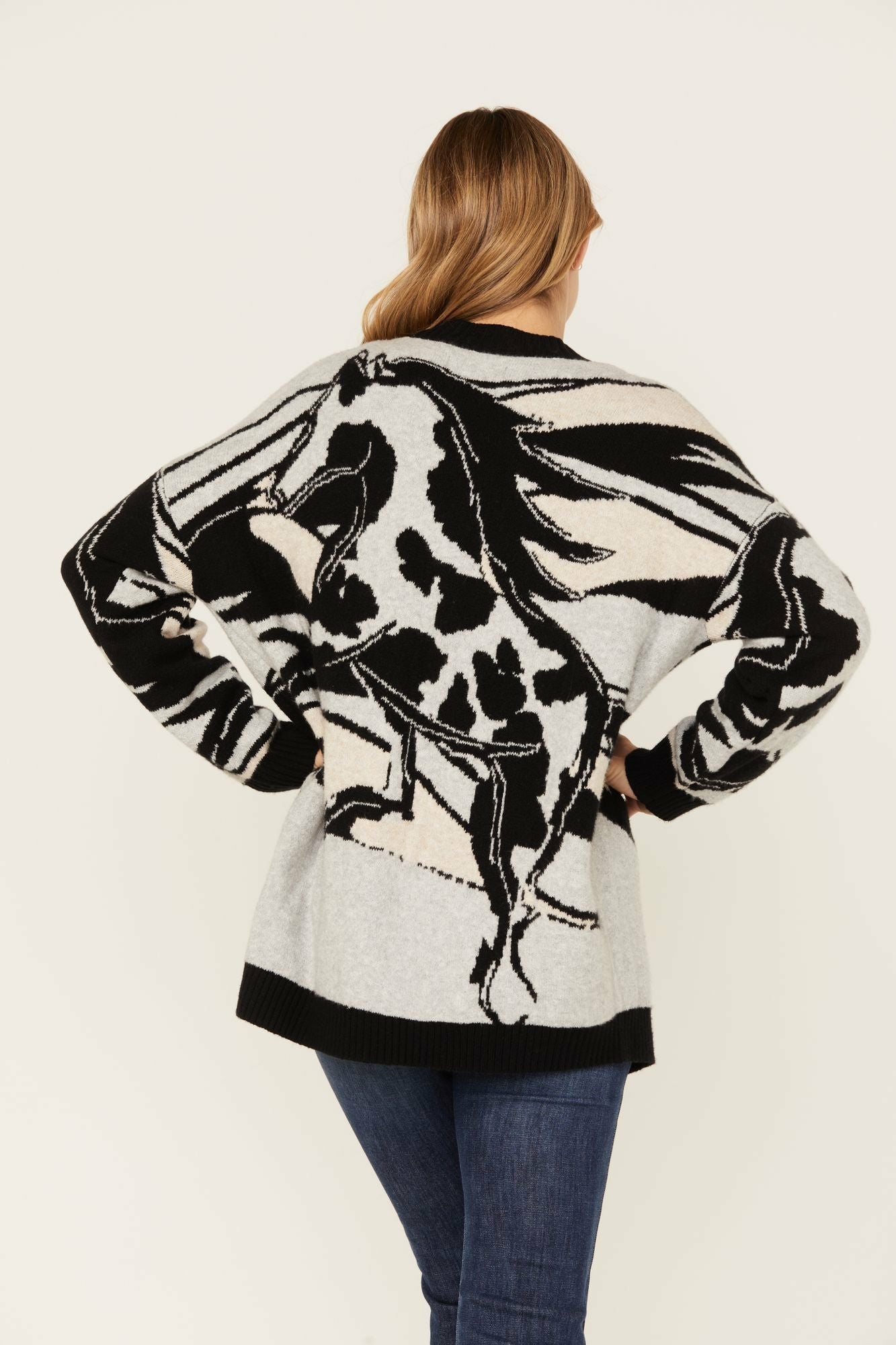 Idyllwind Alice Floral Abstract Cardigan Sweater Grey