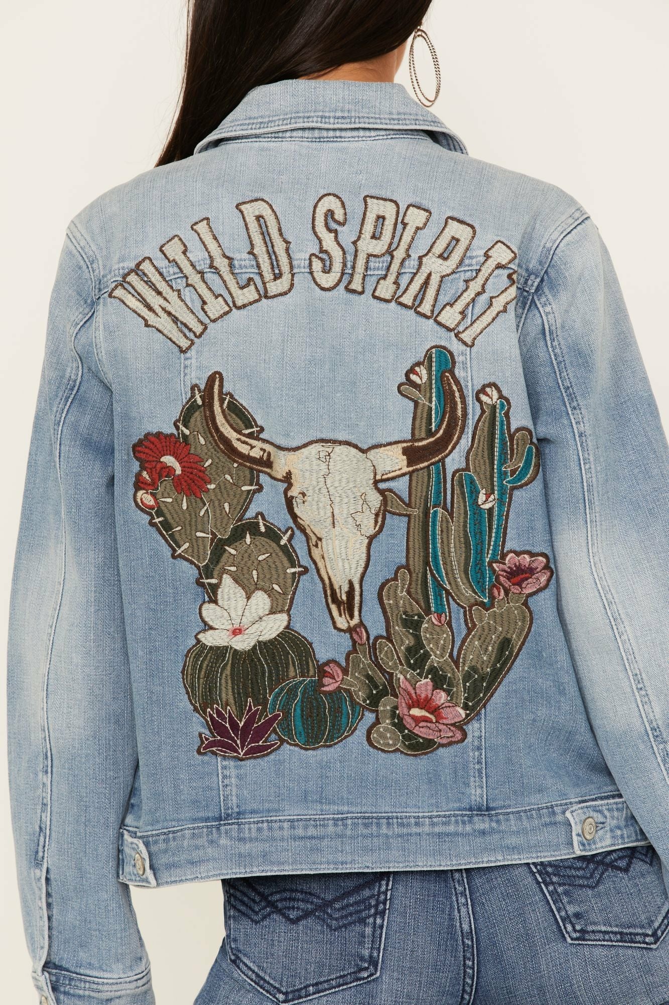 Idyllwind Wild Spirit Light Wash Embroidered Denim Jacket Medium Wash