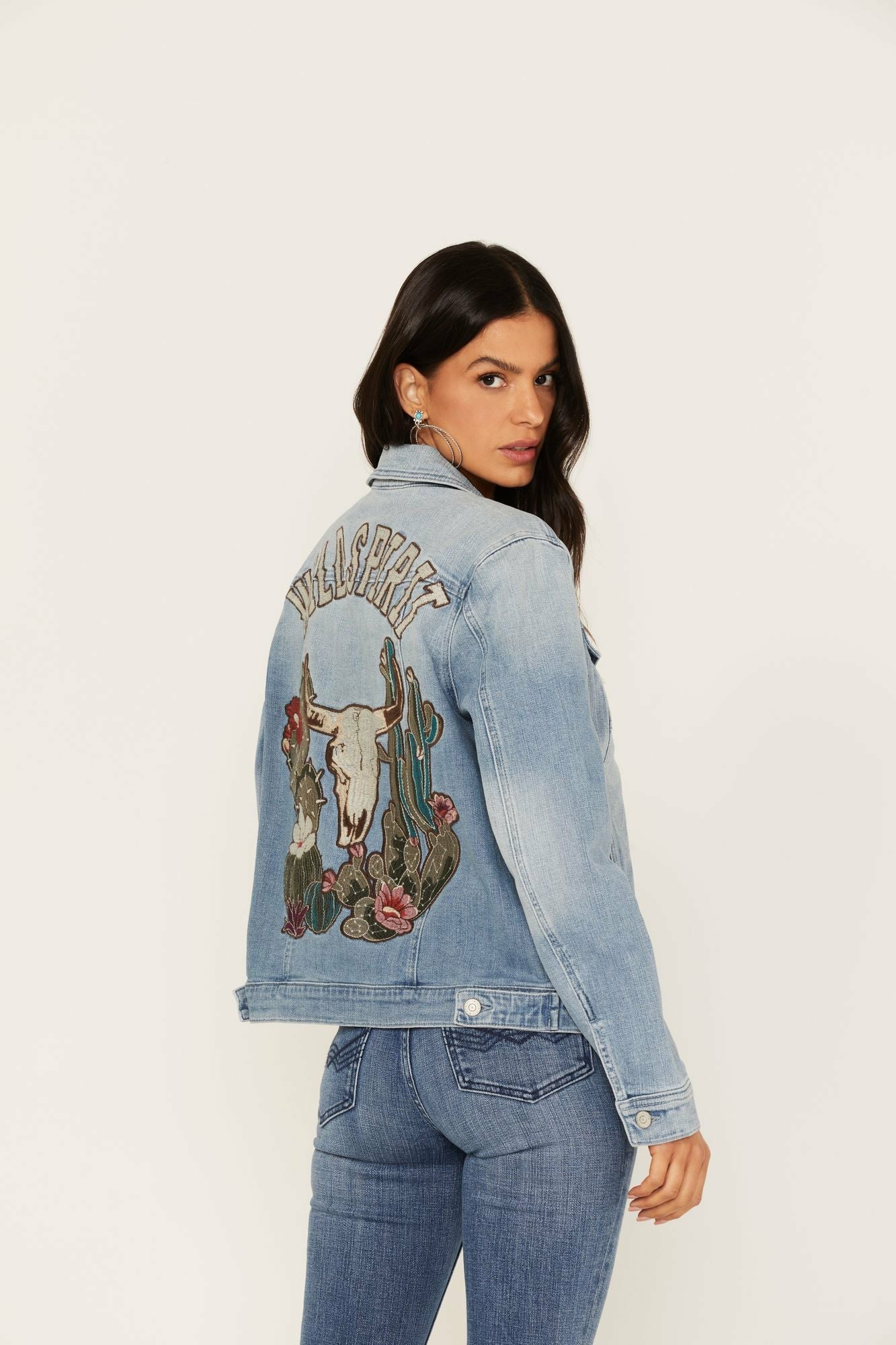 Idyllwind Wild Spirit Light Wash Embroidered Denim Jacket Medium Wash