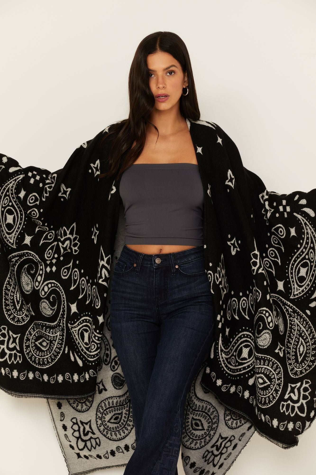 Idyllwind Kyle Bandana Print Blanket Shawl Black