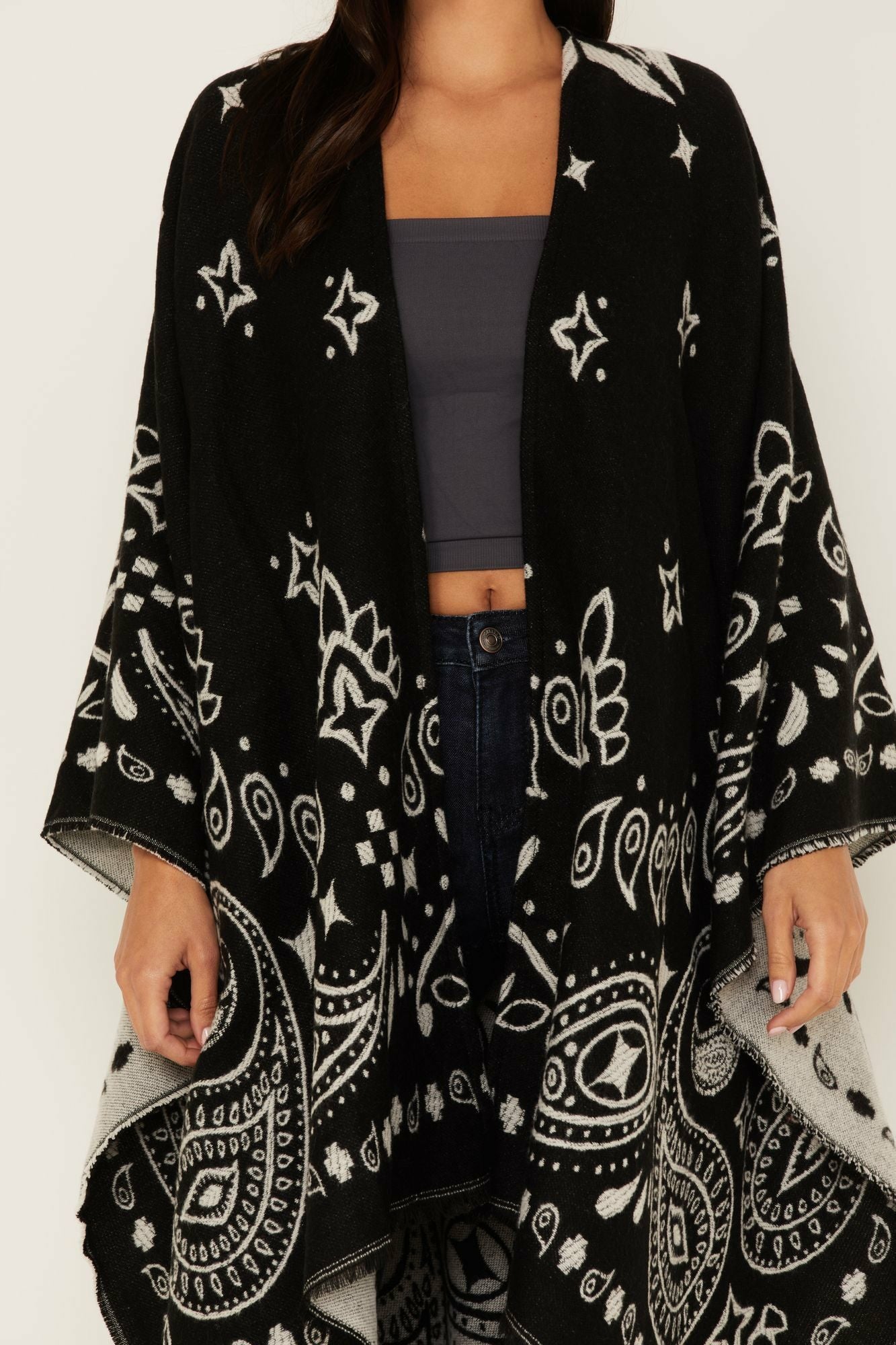 Idyllwind Kyle Bandana Print Blanket Shawl Black
