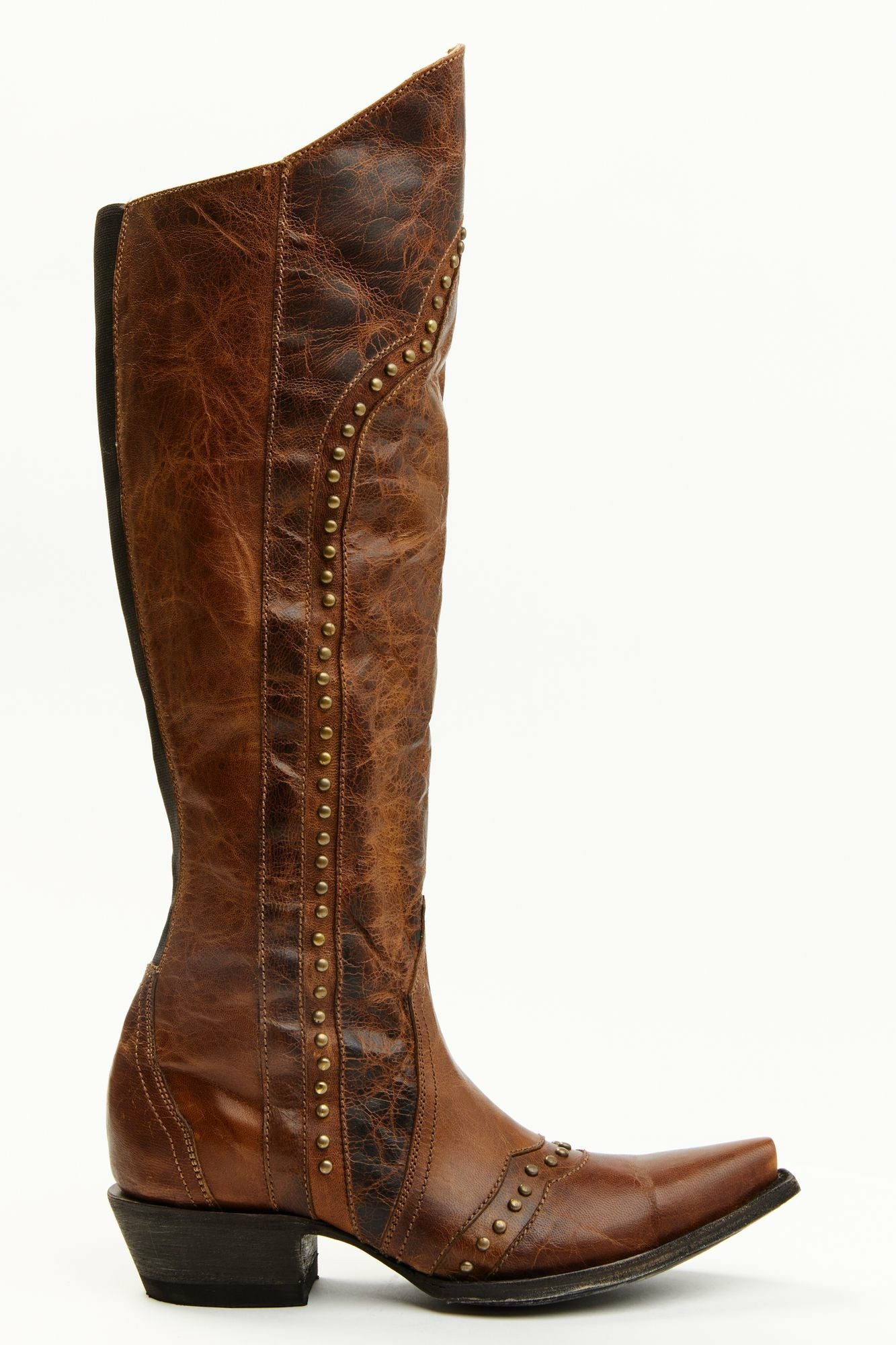 Idyllwind Straight Up Orix Goat Studded Leather Tall Western Boots - Snip Toe Brown