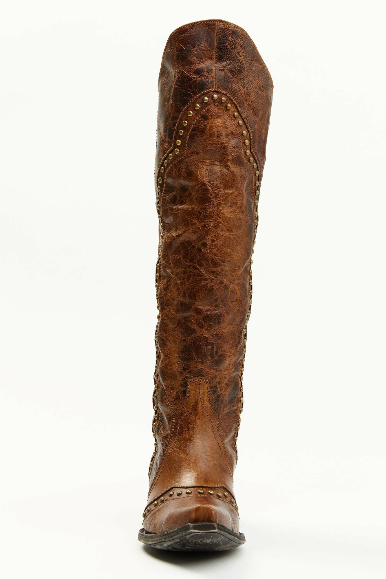 Idyllwind Straight Up Orix Goat Studded Leather Tall Western Boots - Snip Toe Brown